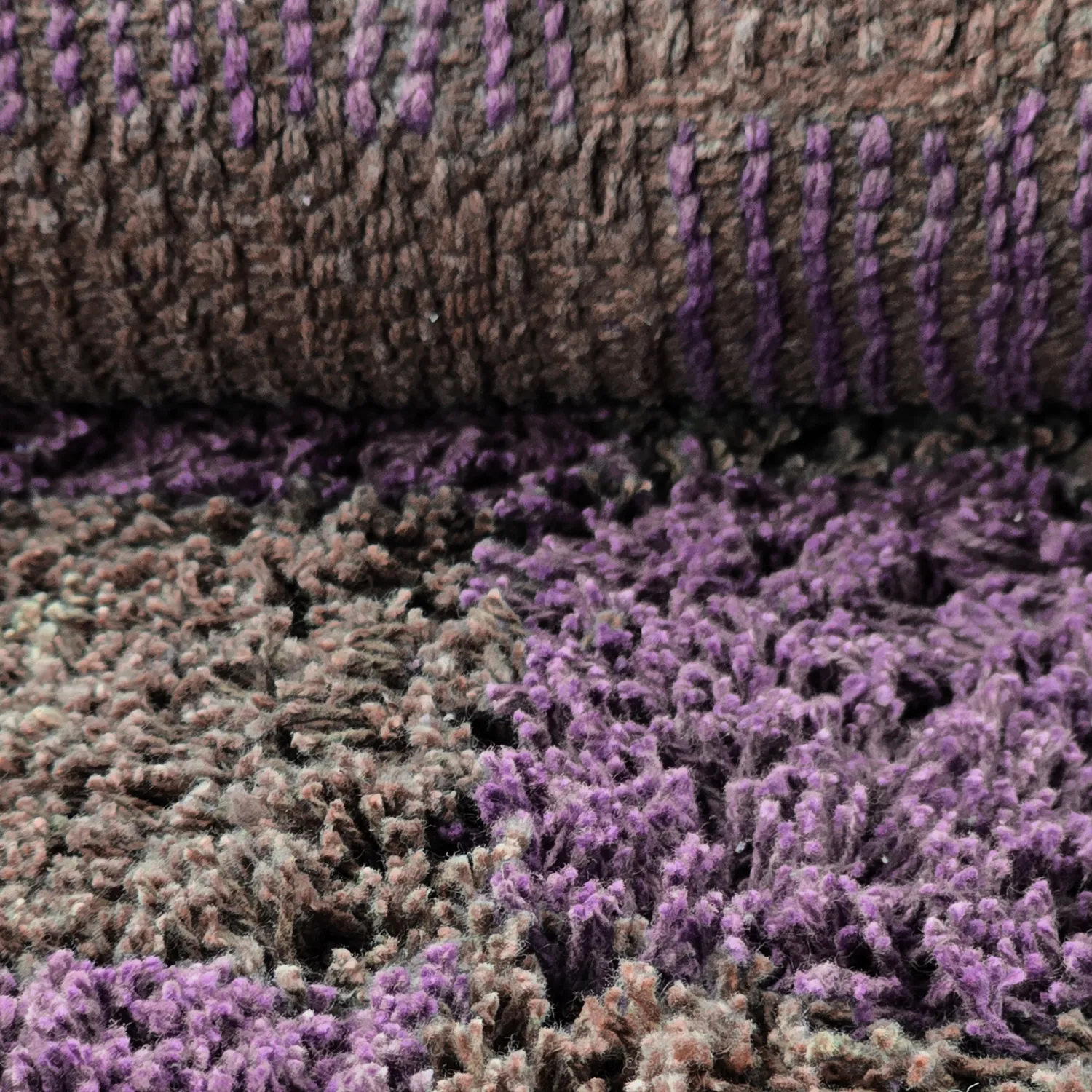 Round rug - Elsey Natural Cotton Shaggy (brown/purple)