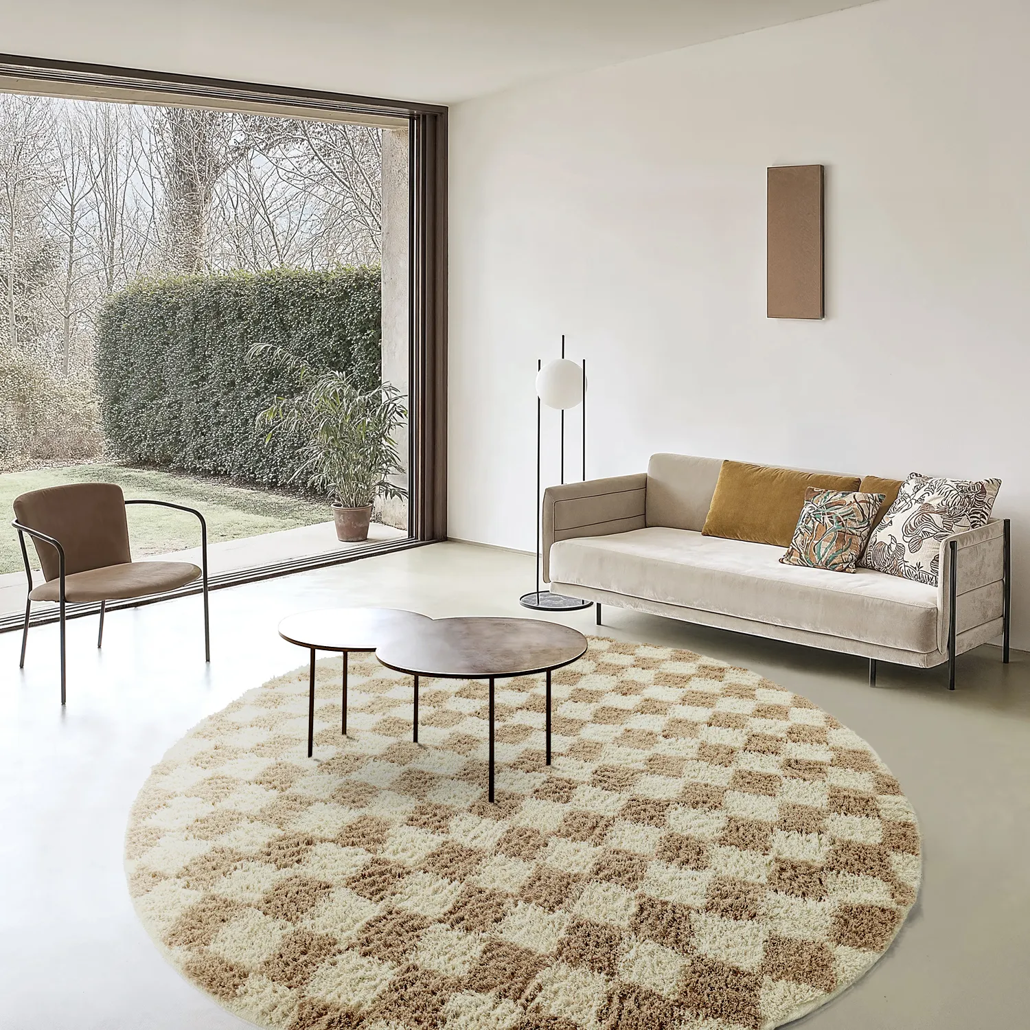 Round rug - Elsey Natural Cotton Shaggy (cream/sand)