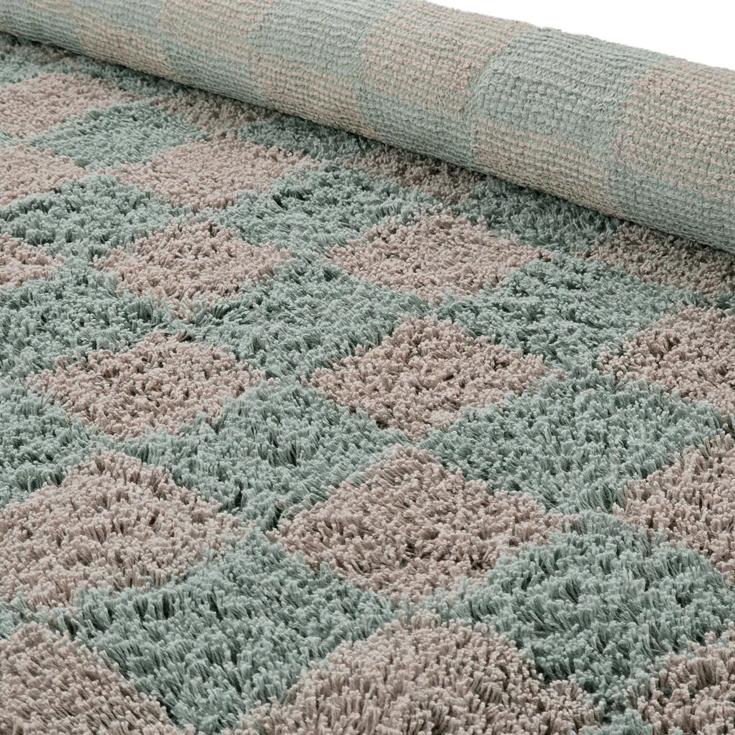 Round rug - Elsey Natural Cotton Shaggy (grey/pink)