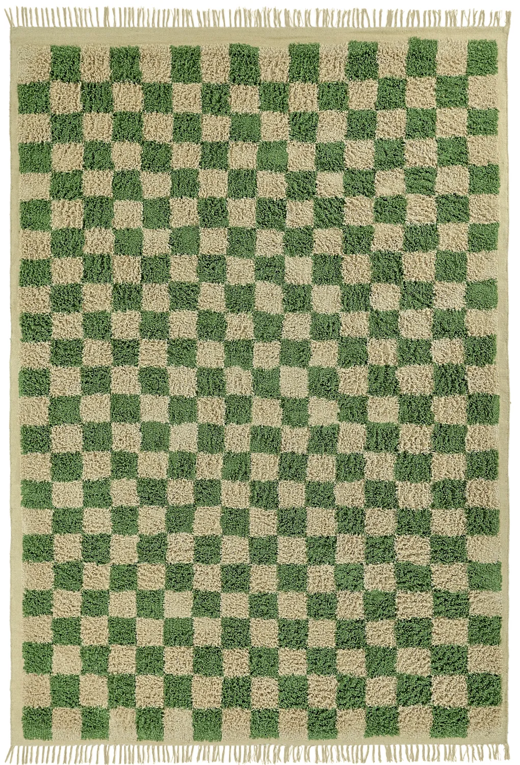 Shaggy rugs - Elsey Natural Cotton Shaggy (green/beige)