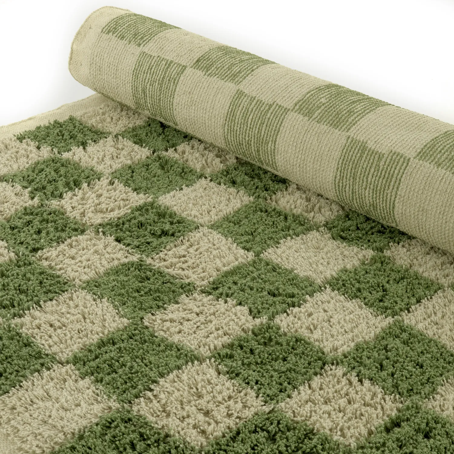 Shaggy rugs - Elsey Natural Cotton Shaggy (green/beige)