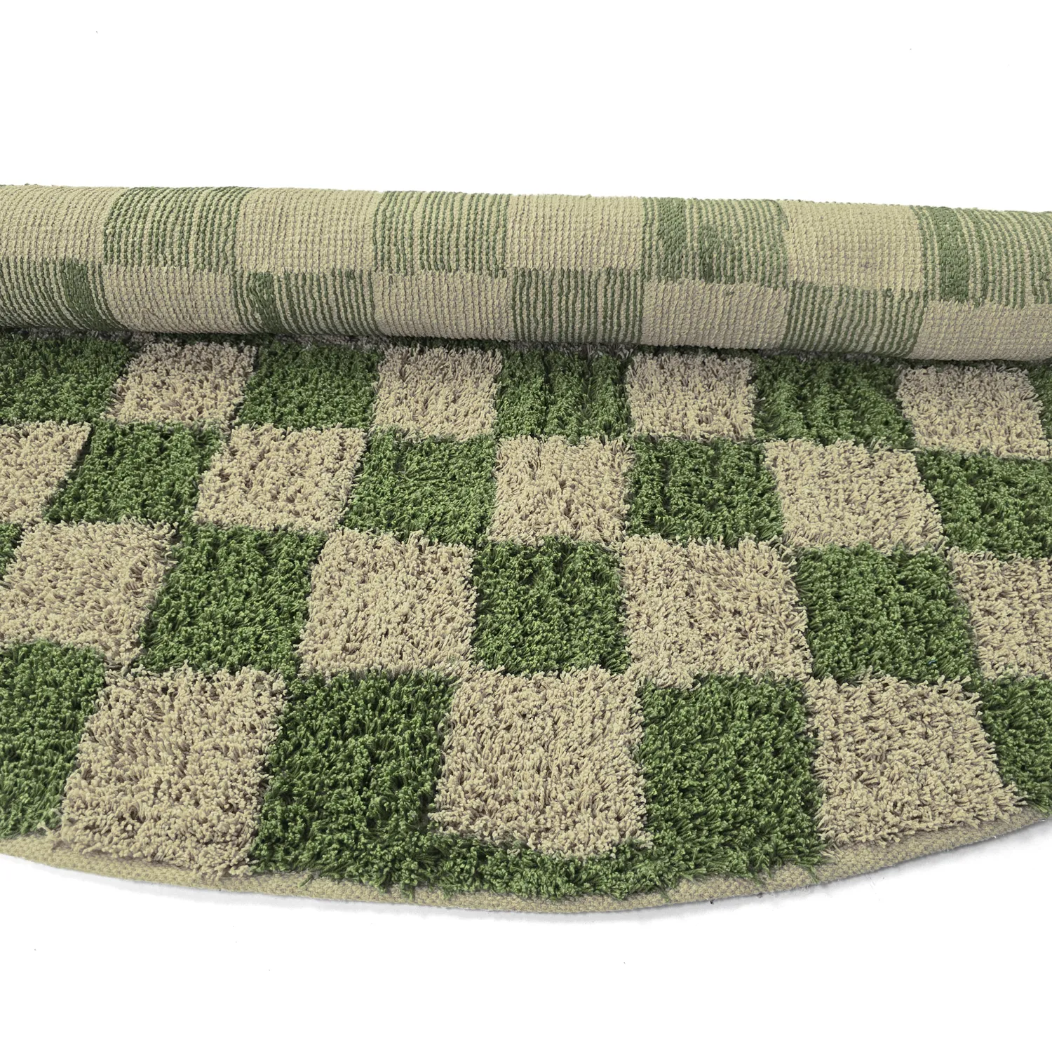 Round rug - Elsey Natural Cotton Shaggy (green/beige)