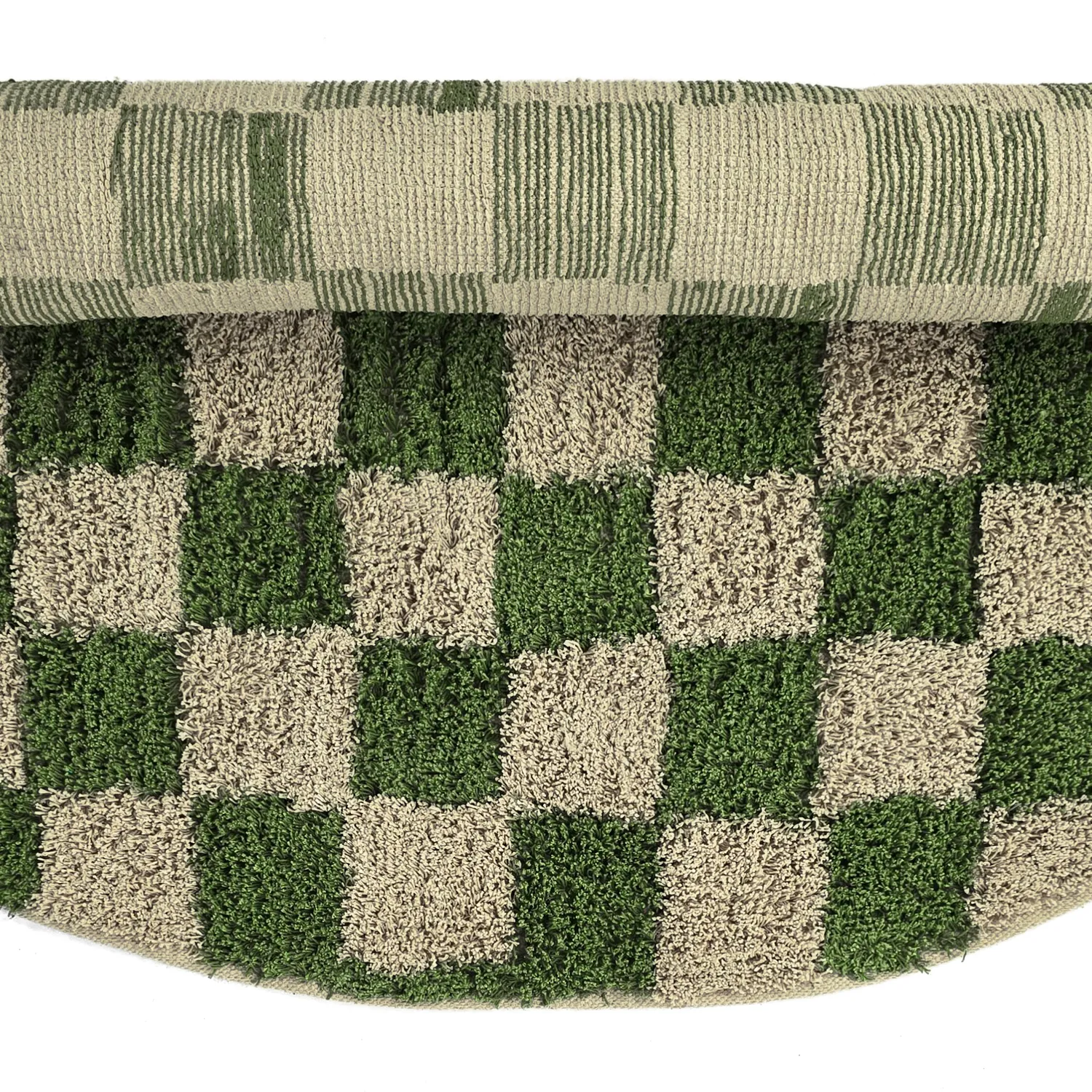 Round rug - Elsey Natural Cotton Shaggy (green/beige)