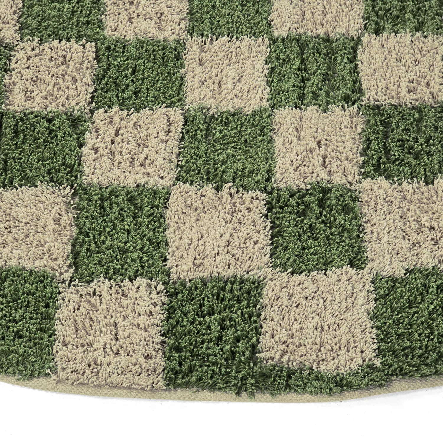 Round rug - Elsey Natural Cotton Shaggy (green/beige)