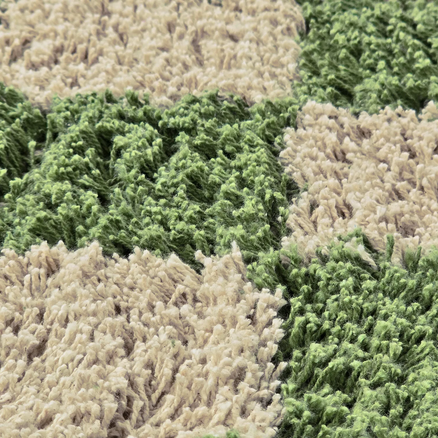 Round rug - Elsey Natural Cotton Shaggy (green/beige)