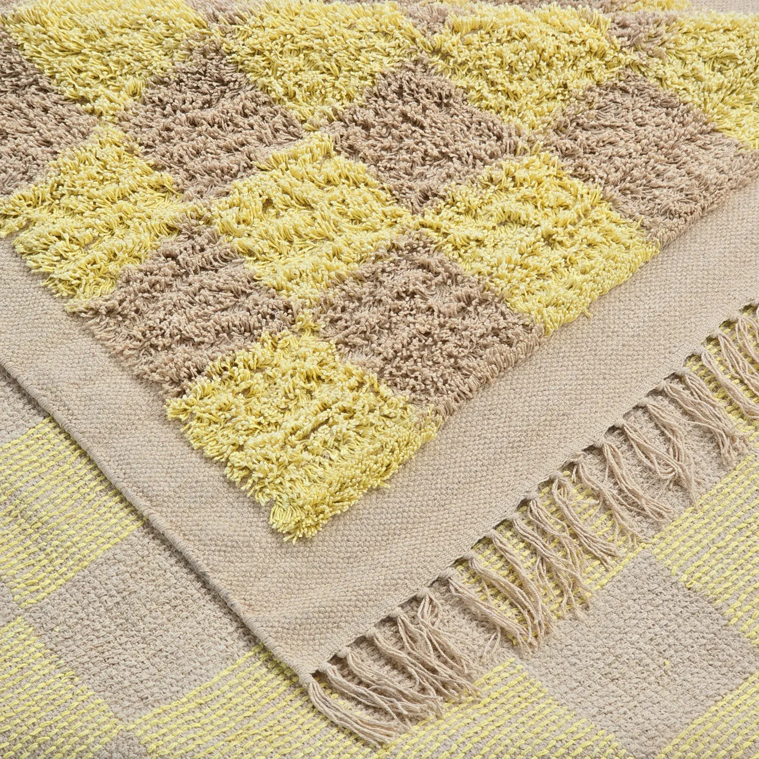 Shaggy rugs - Elsey Natural Cotton Shaggy (yellow/beige)