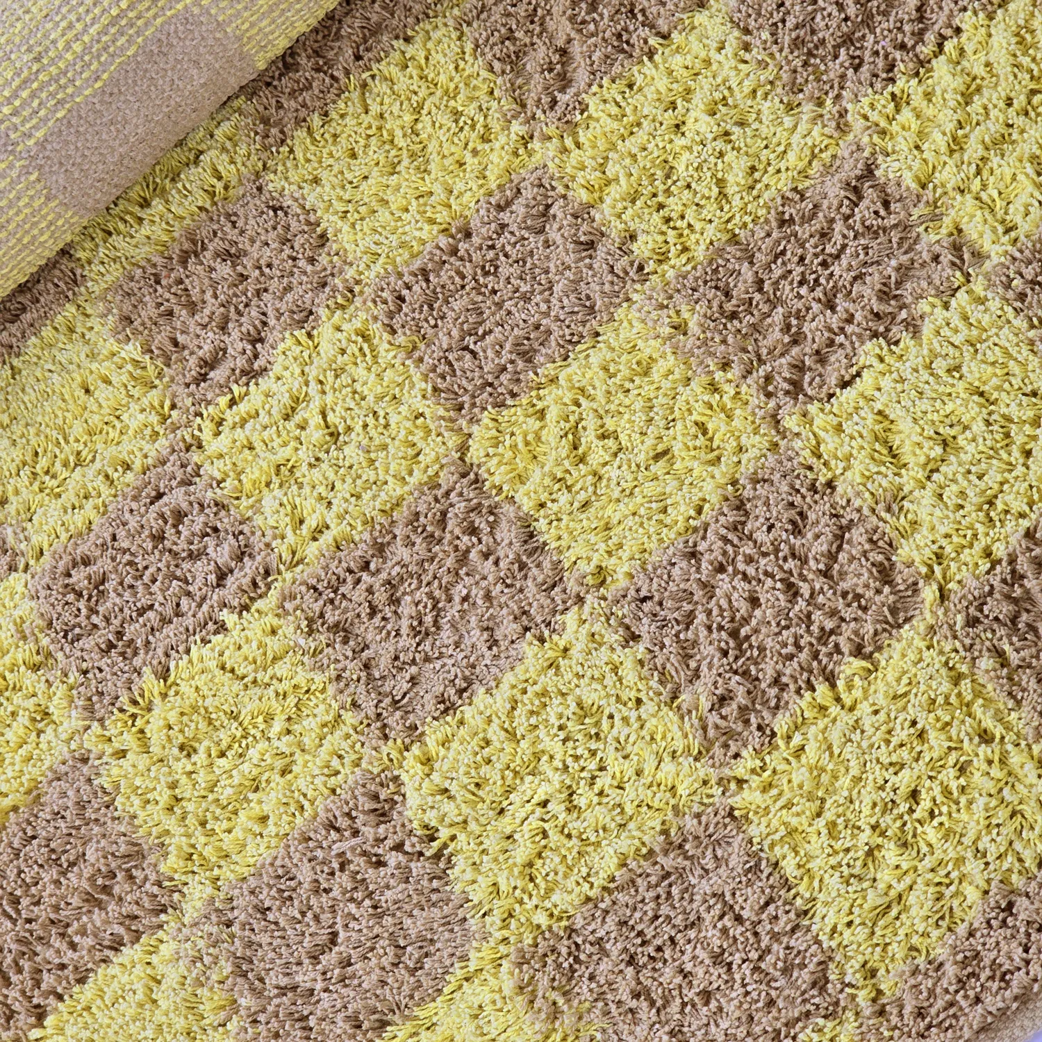 Round rug - Elsey Natural Cotton Shaggy (yellow/beige)