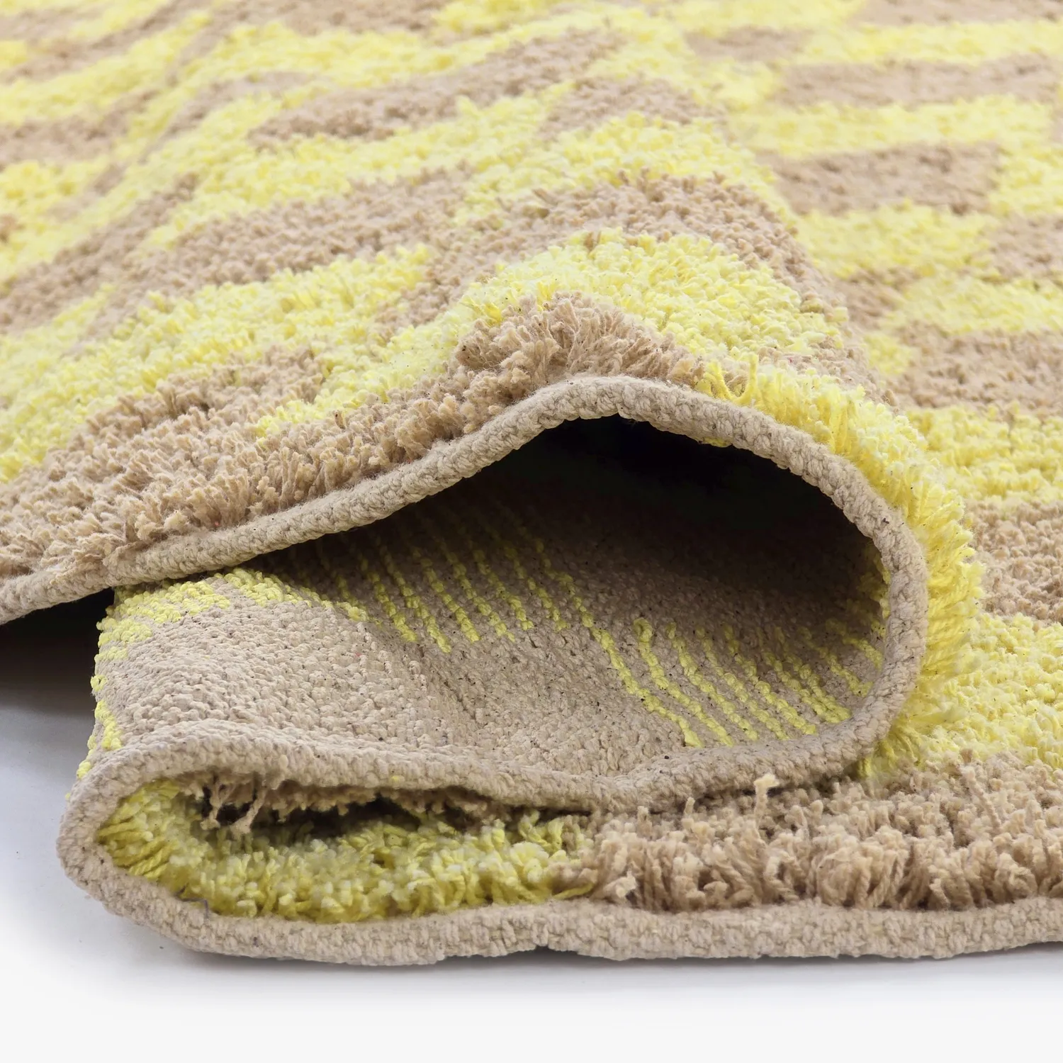 Round rug - Elsey Natural Cotton Shaggy (yellow/beige)