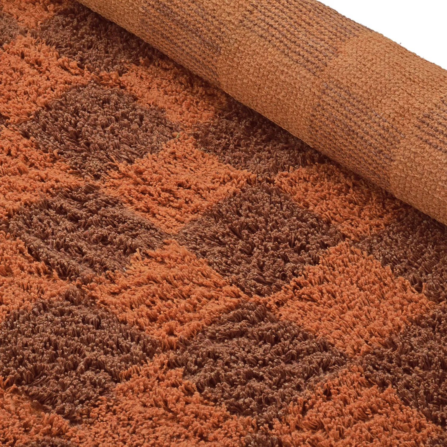 Round rug - Elsey Natural Cotton Shaggy (orange/red)