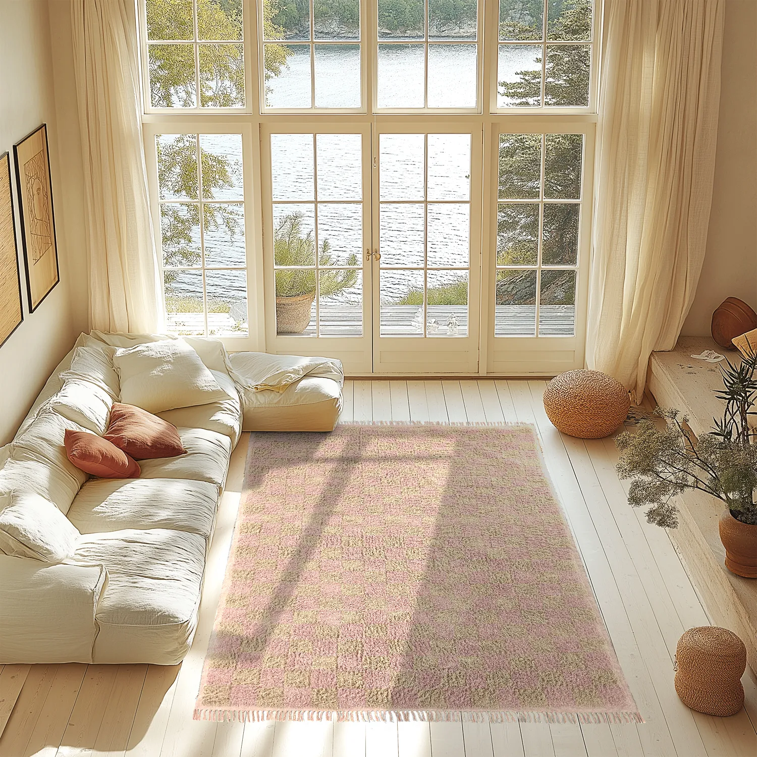 Shaggy rugs - Elsey Natural Cotton Shaggy (pink/orange)