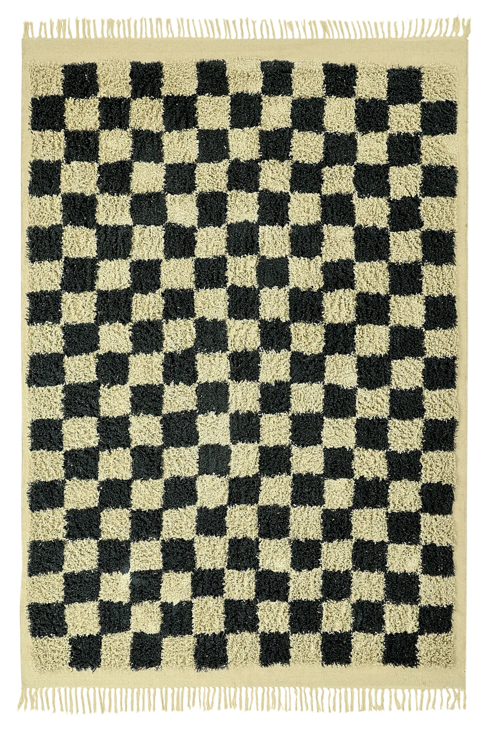 Shaggy rugs - Elsey Natural Cotton Shaggy (black/beige)