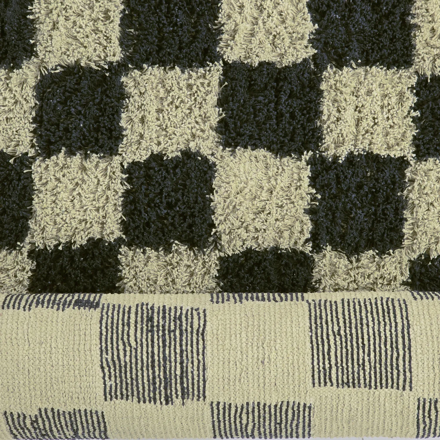 Shaggy rugs - Elsey Natural Cotton Shaggy (black/beige)
