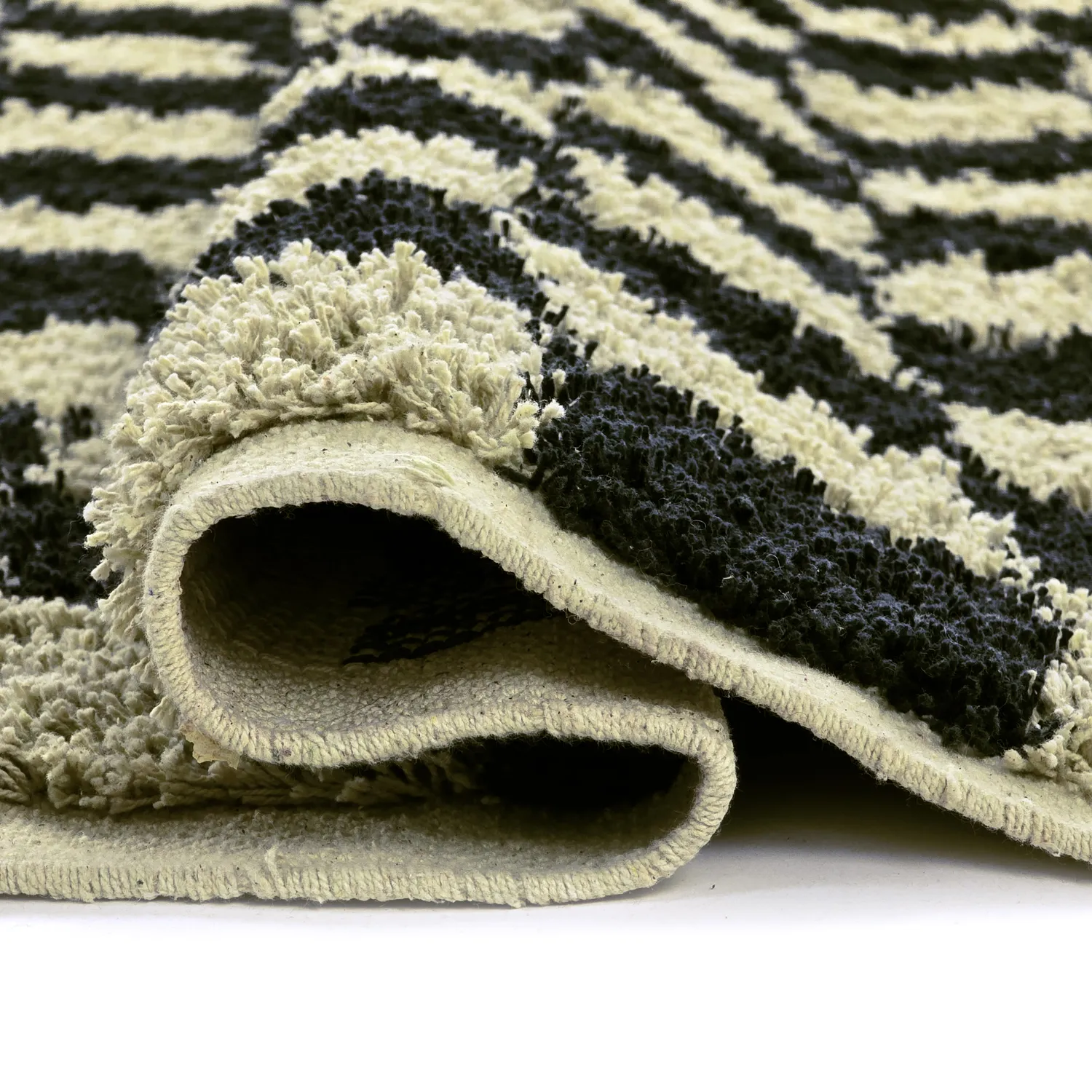 Shaggy rugs - Elsey Natural Cotton Shaggy (black/beige)