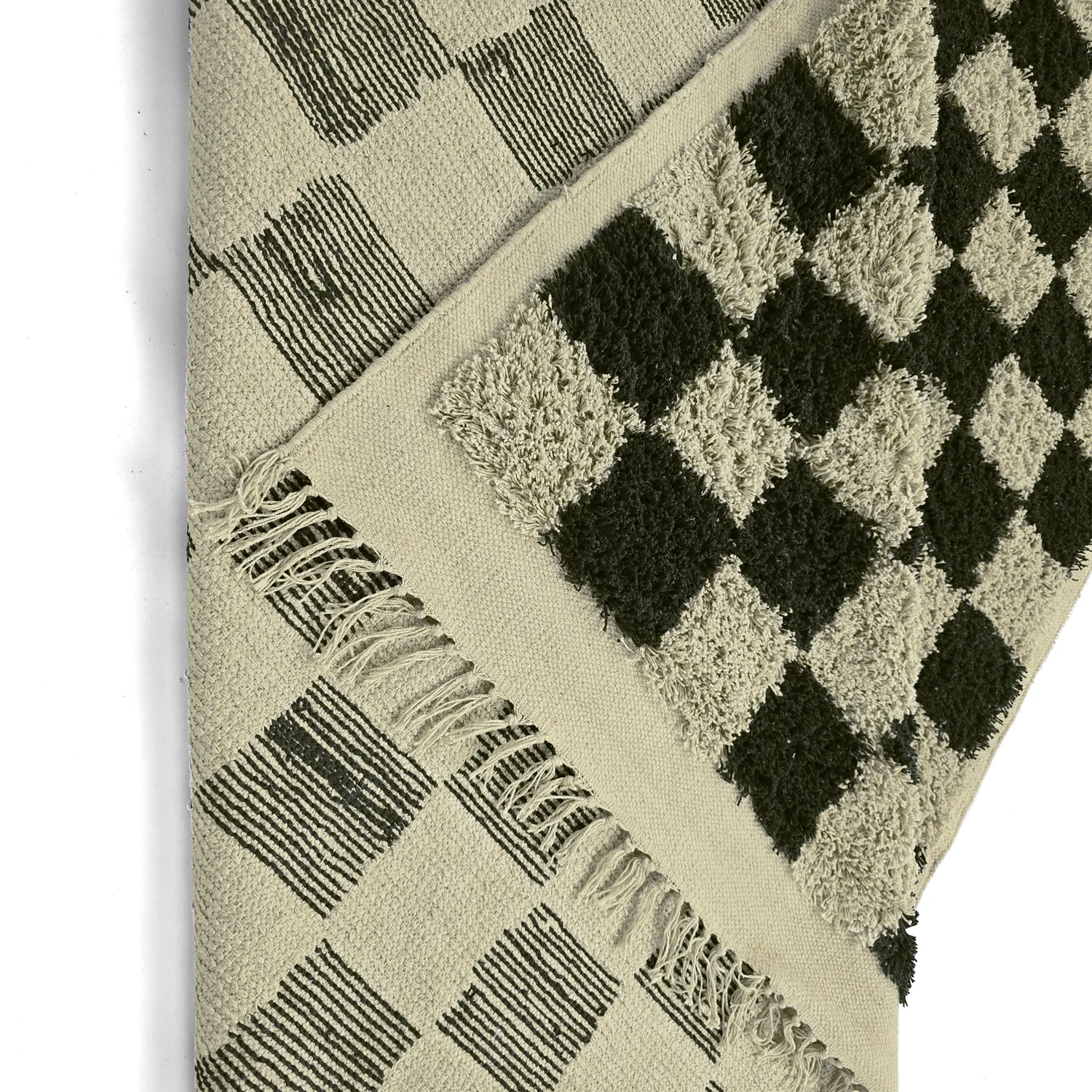 Shaggy rugs - Elsey Natural Cotton Shaggy (black/beige)