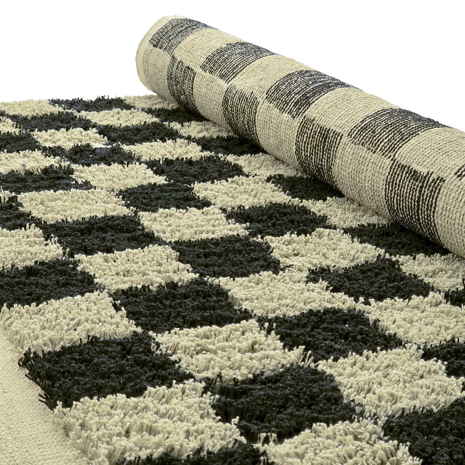 Shaggy rugs - Elsey Natural Cotton Shaggy (black/beige)