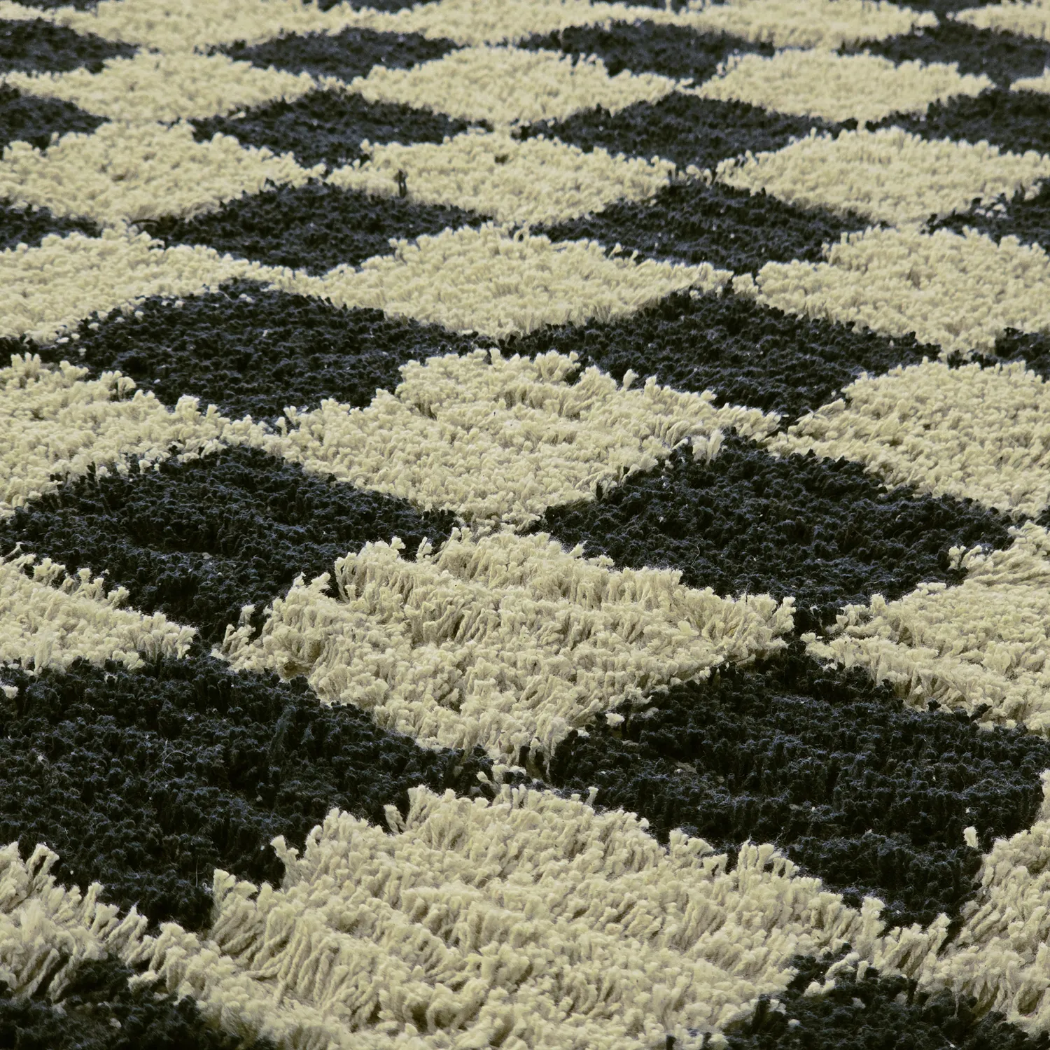Round rug - Elsey Natural Cotton Shaggy (black/beige)