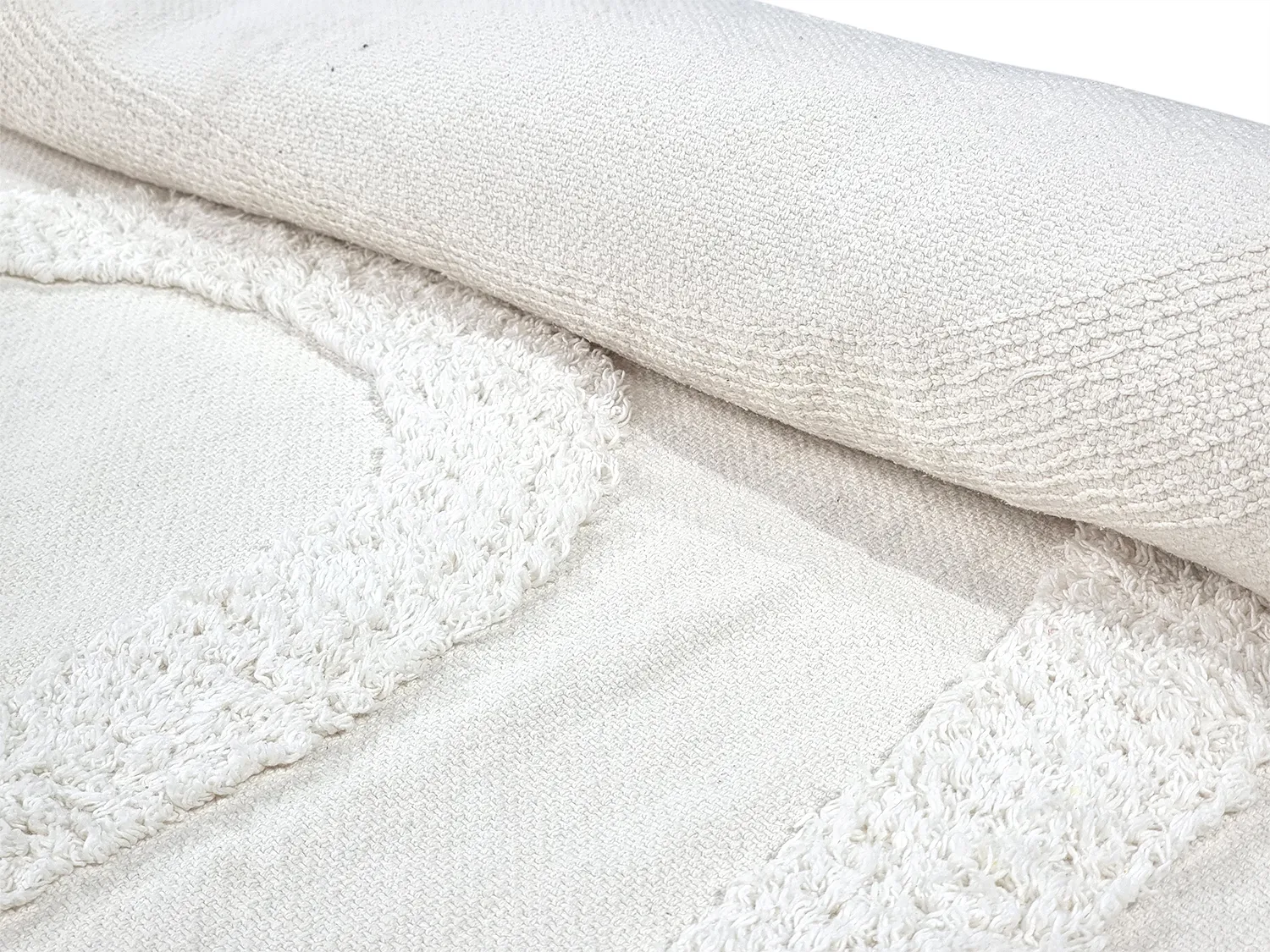 Round rug - Emilia Natural Cotton Shaggy (offwhite)