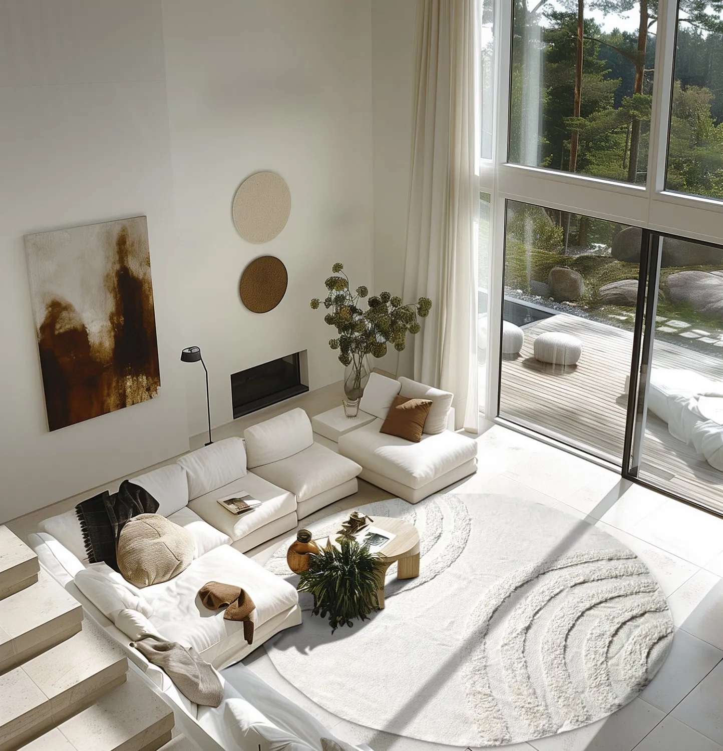 Round rug - Everly Natural Cotton Shaggy (offwhite)