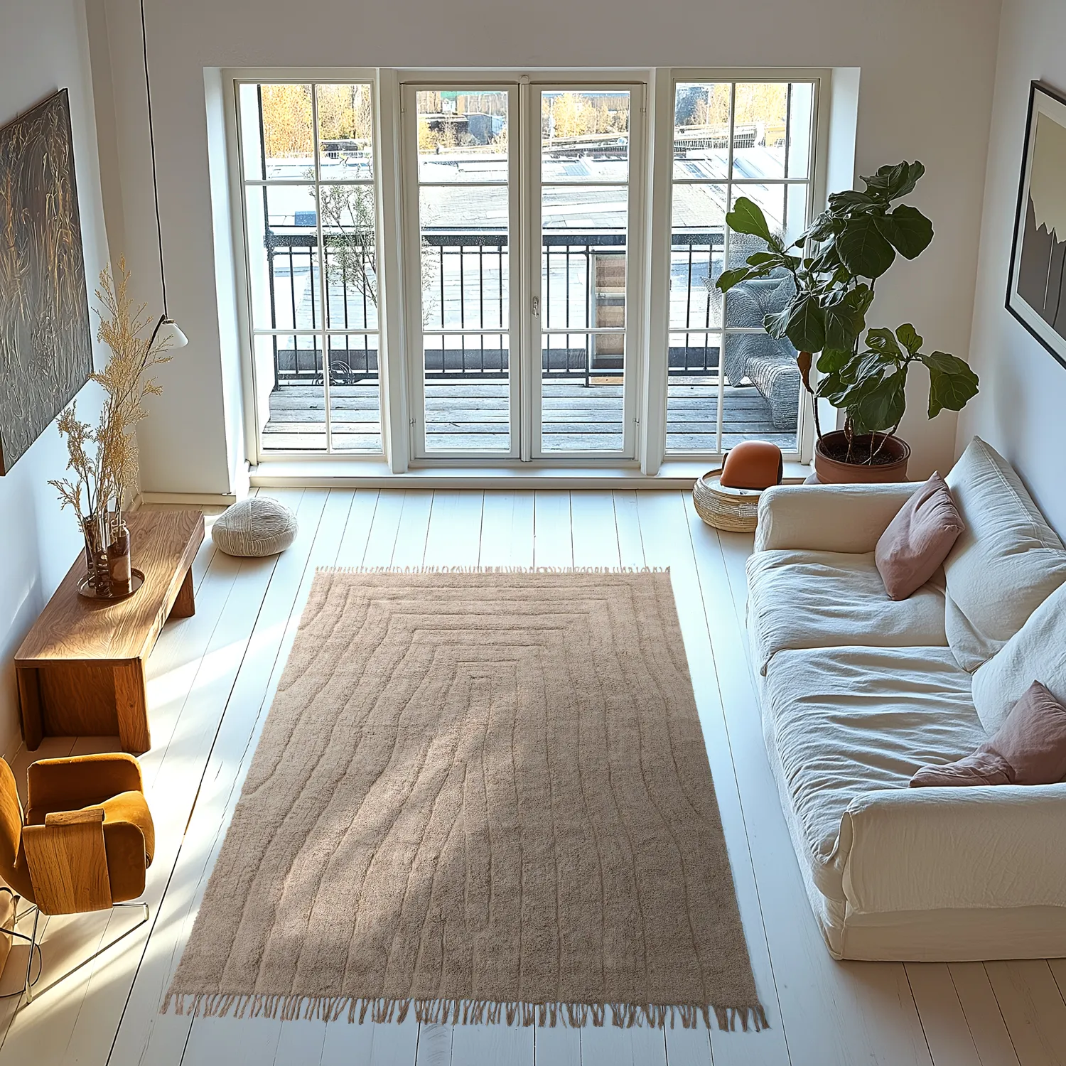 Shaggy rugs - Farley Natural Cotton Shaggy (beige)
