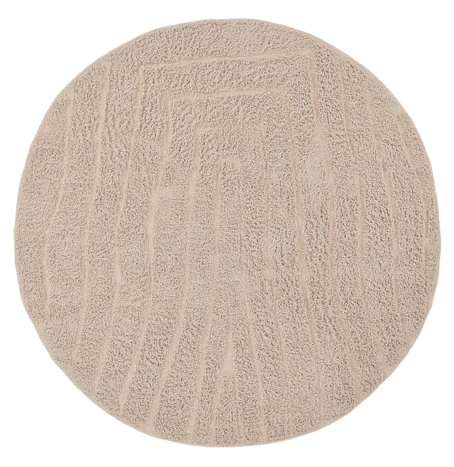 Round rug - Farley Natural Cotton Shaggy (beige)