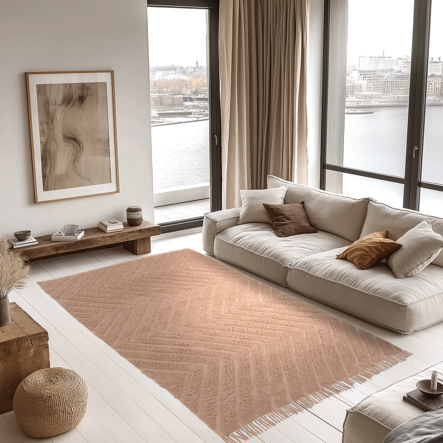 Shaggy rugs - Farley Natural Cotton Shaggy (pink)