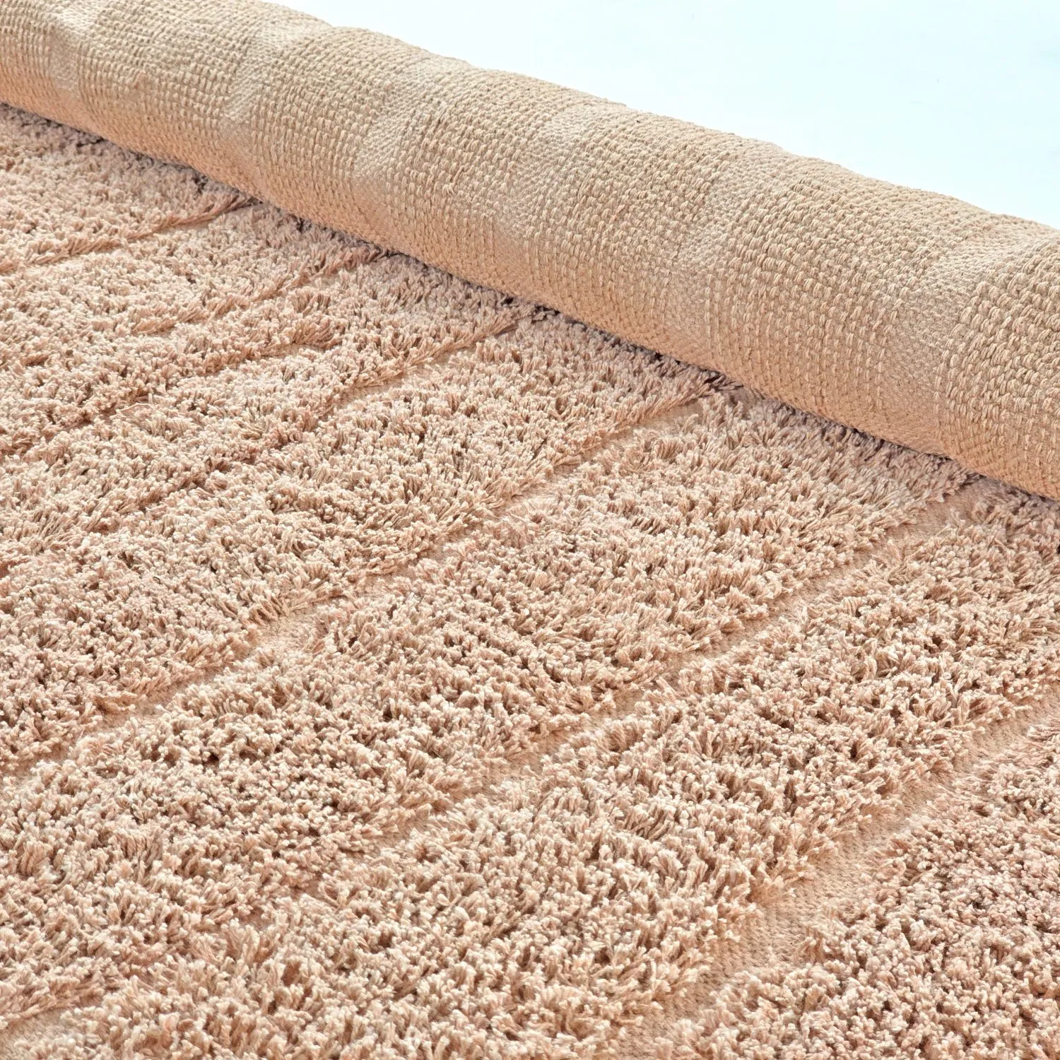 Round rug - Farley Natural Cotton Shaggy (pink)