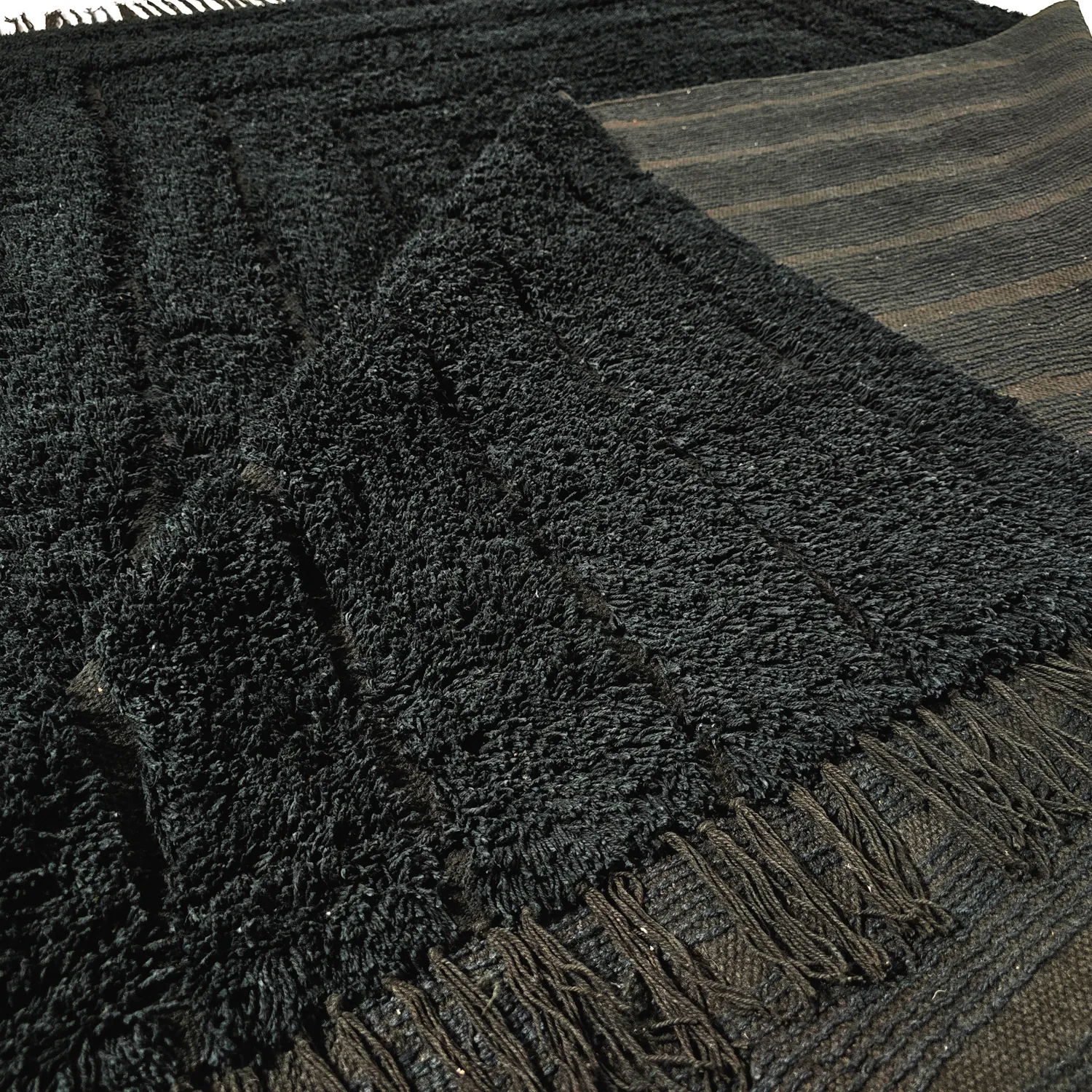 Shaggy rugs - Farley Natural Cotton Shaggy (black)