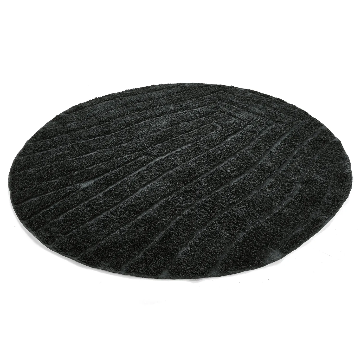 Round rug - Farley Natural Cotton Shaggy (black)