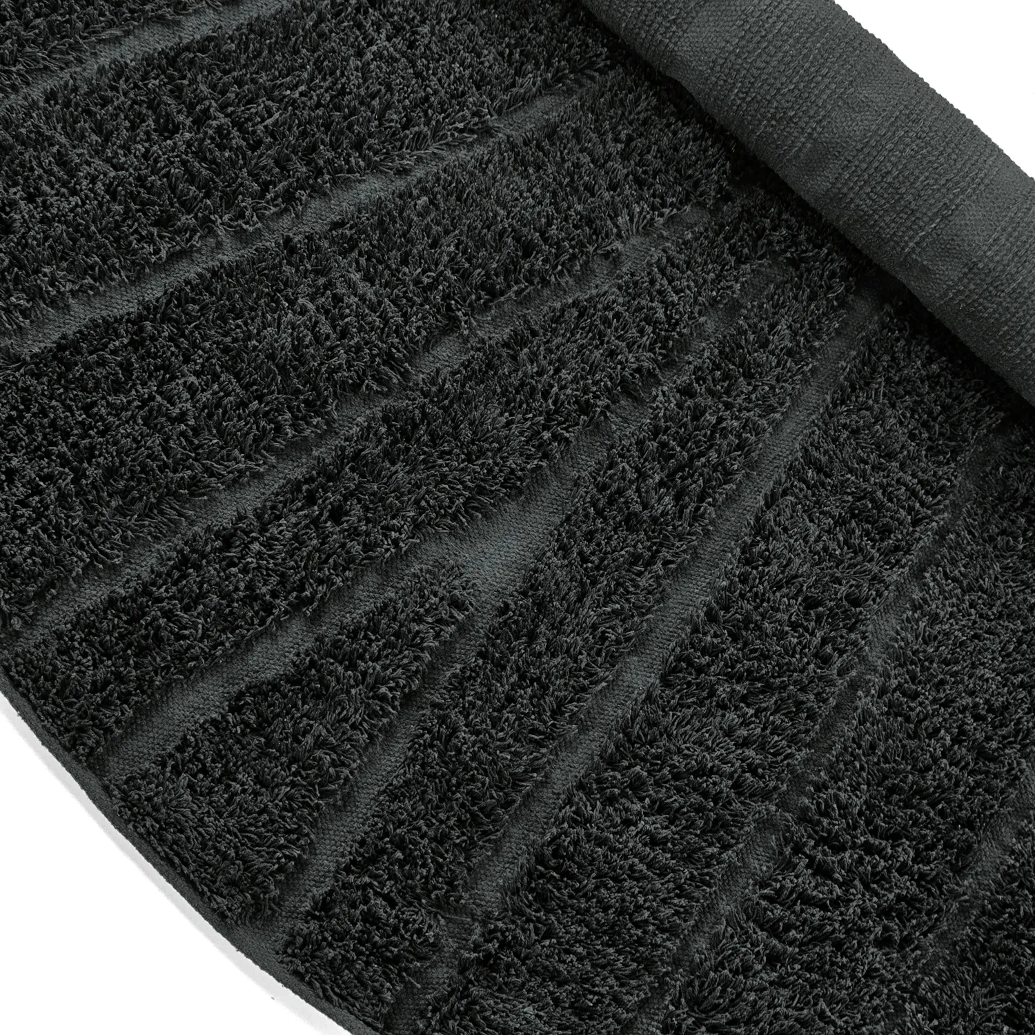 Round rug - Farley Natural Cotton Shaggy (black)