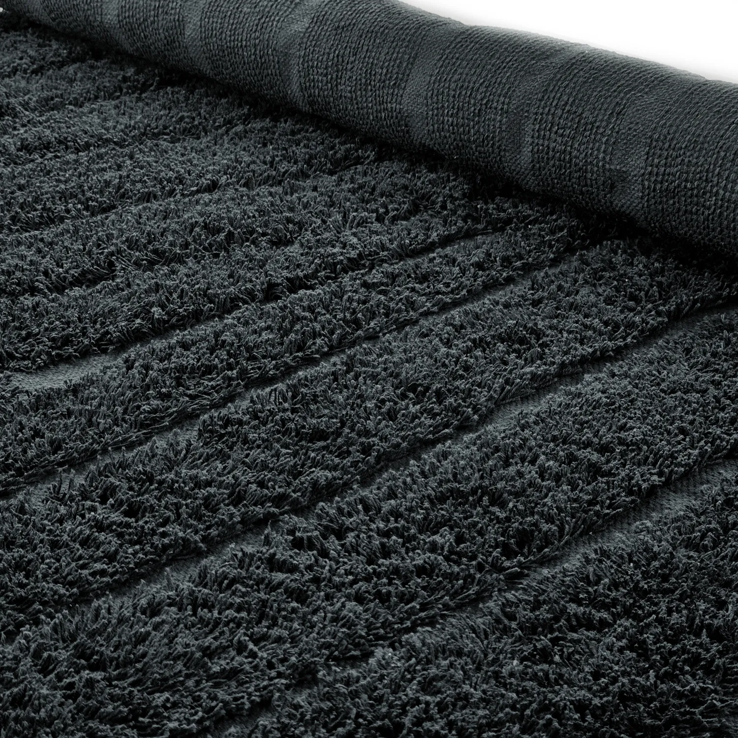 Round rug - Farley Natural Cotton Shaggy (black)