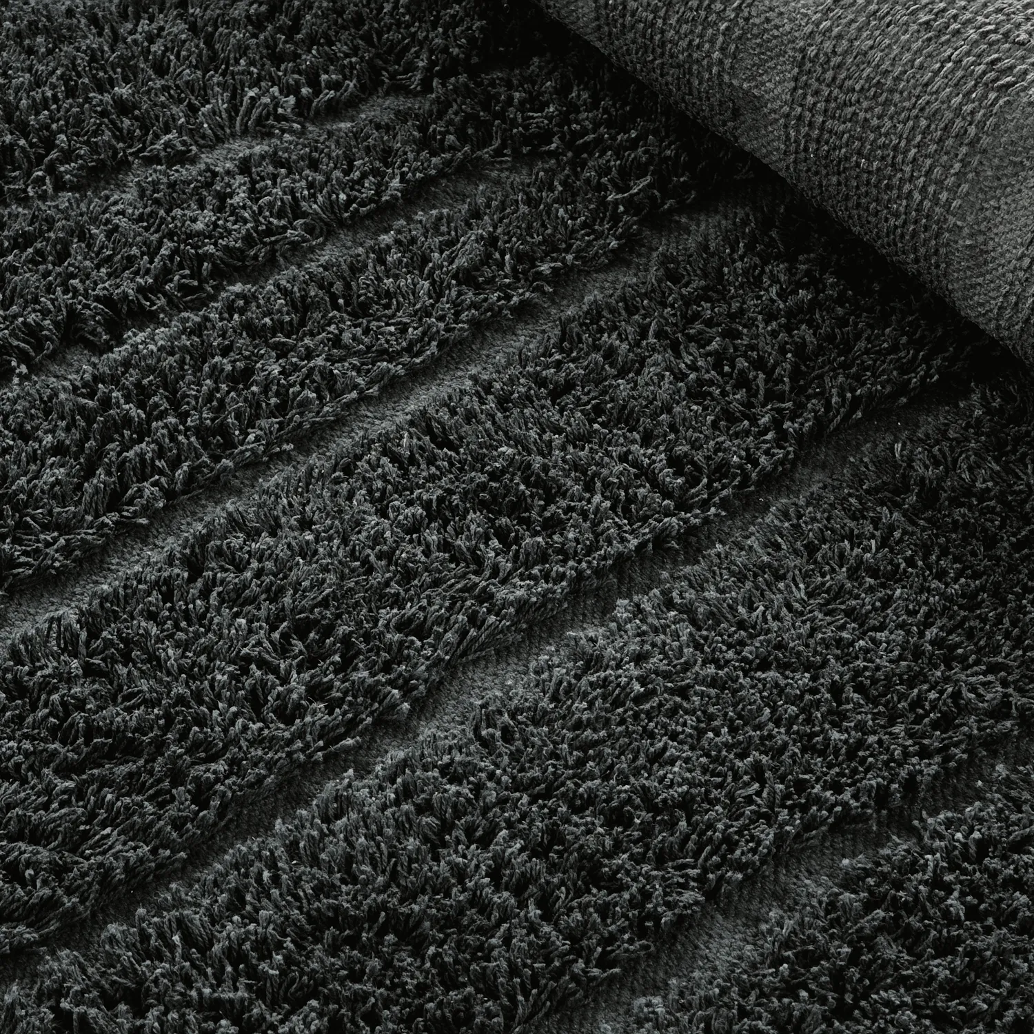 Round rug - Farley Natural Cotton Shaggy (black)