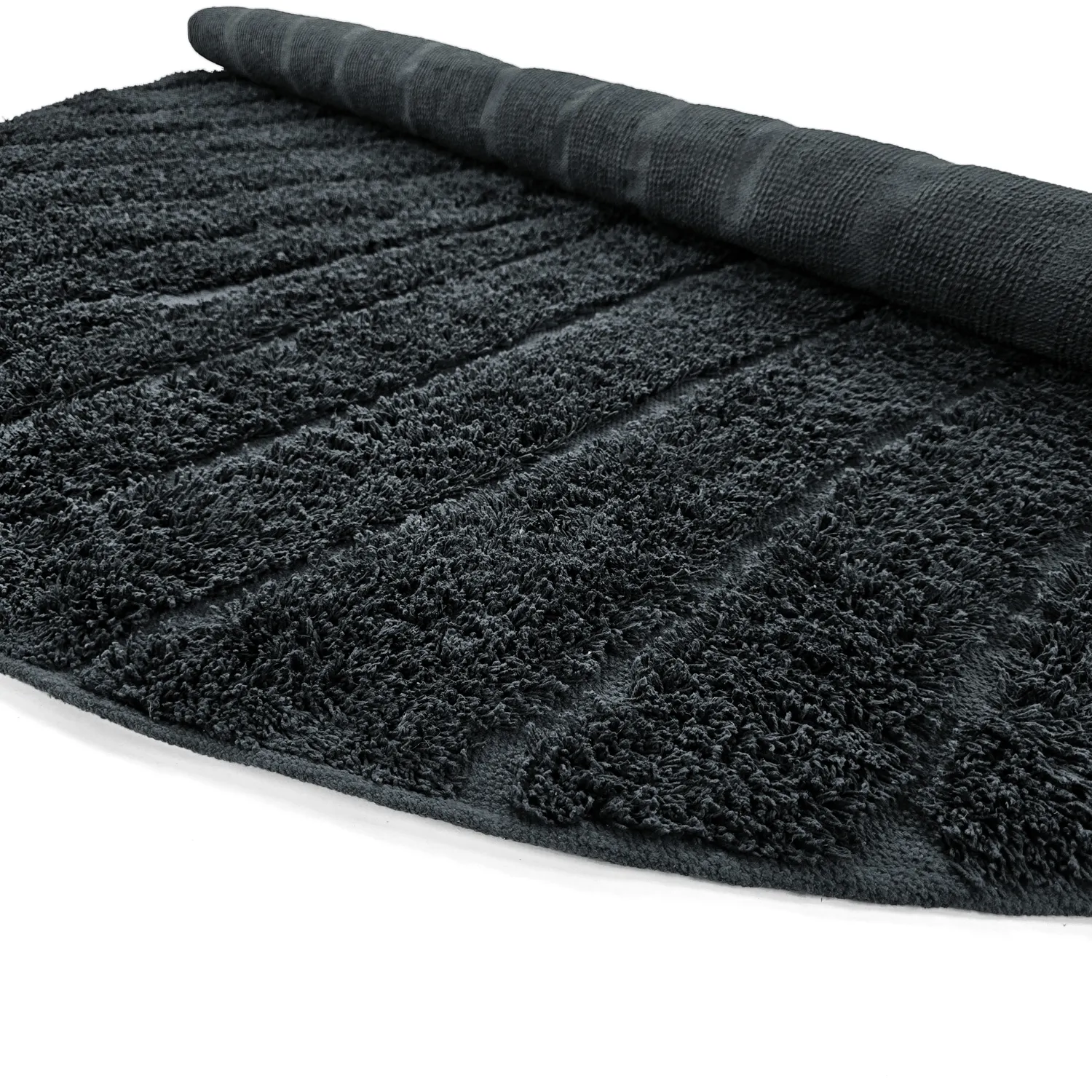 Round rug - Farley Natural Cotton Shaggy (black)