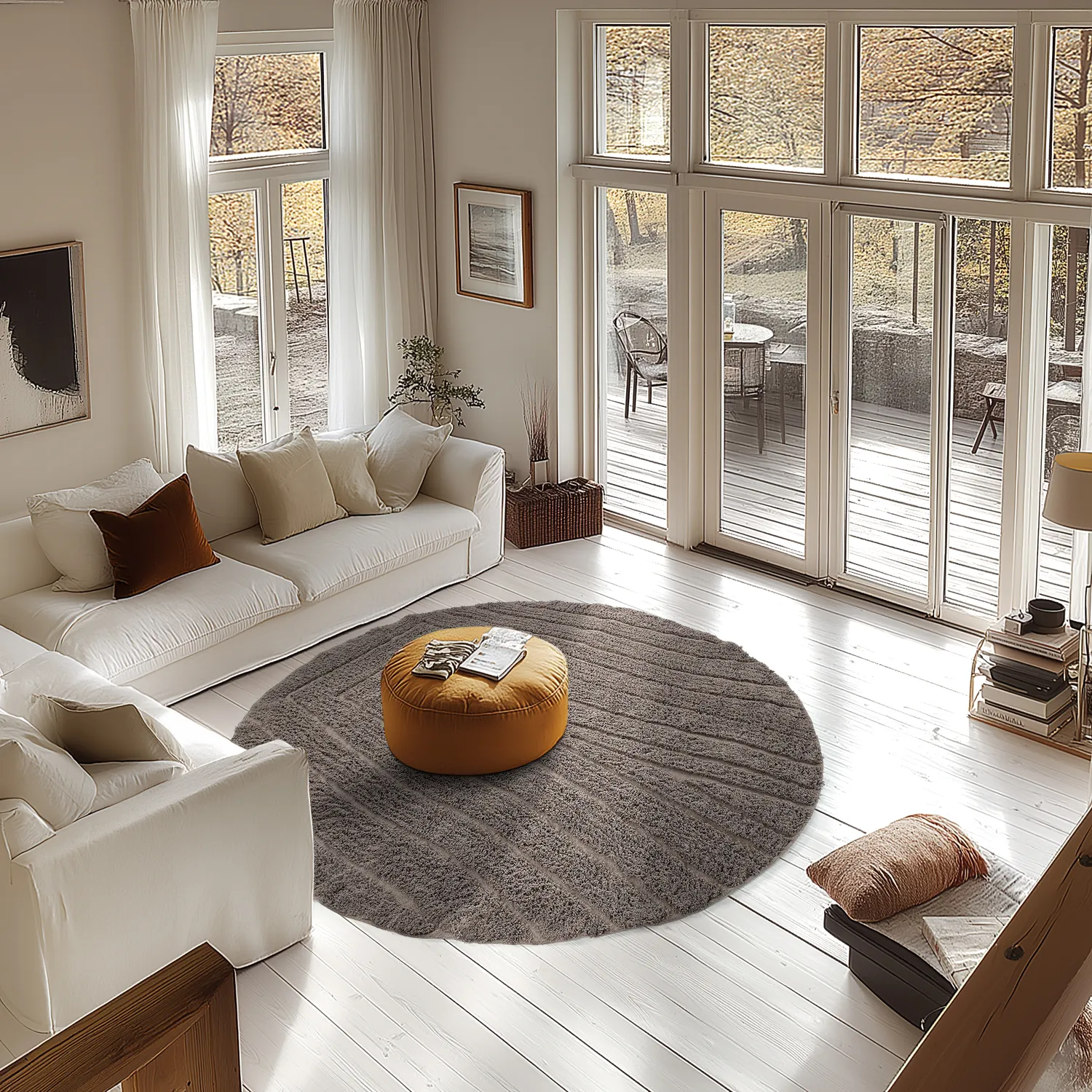 Round rug - Farley Natural Cotton Shaggy (taupe)