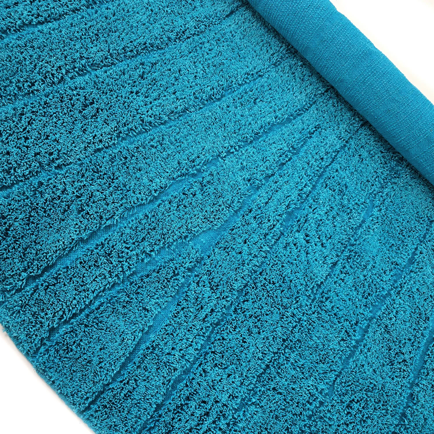 Round rug - Farley Natural Cotton Shaggy (turquoise)