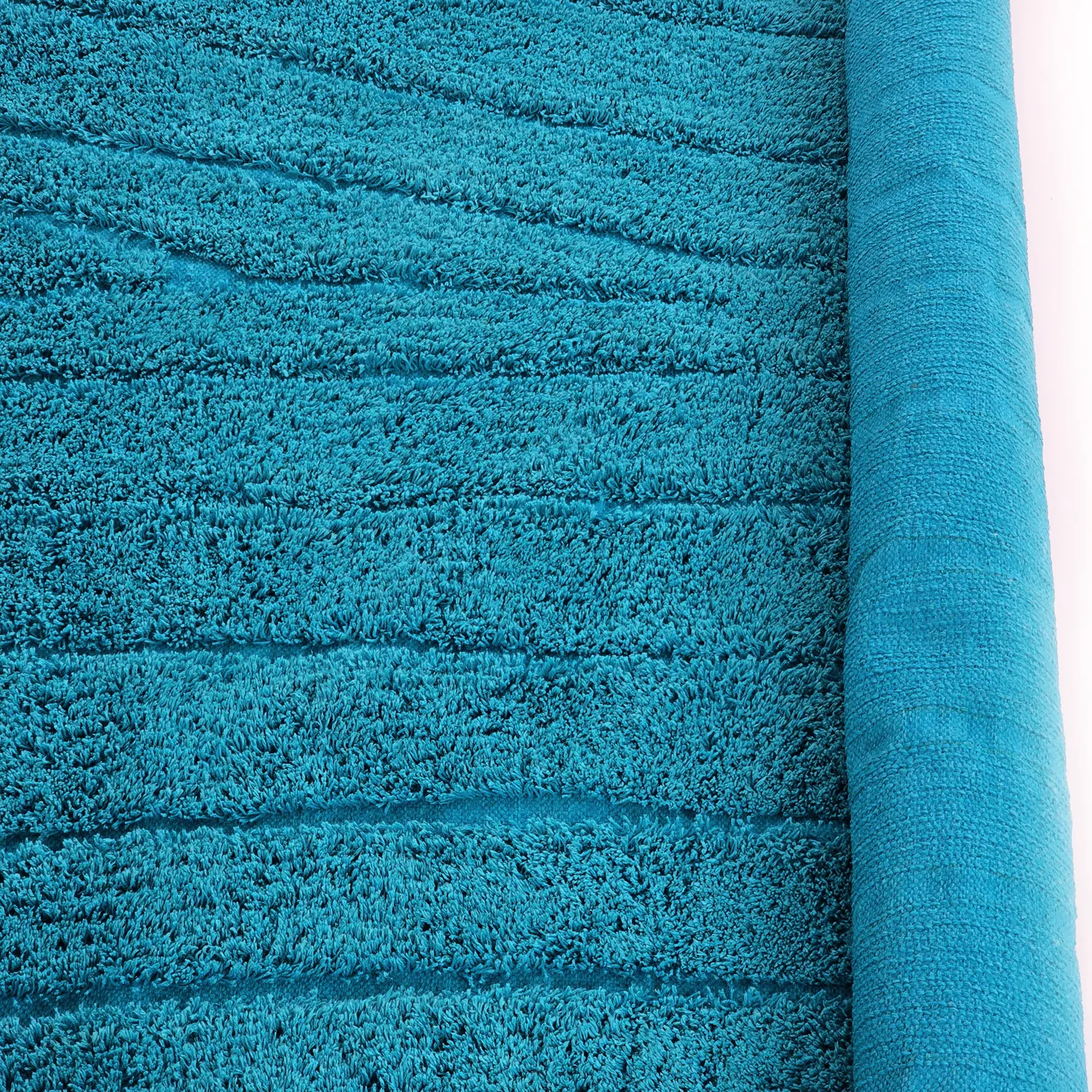 Round rug - Farley Natural Cotton Shaggy (turquoise)
