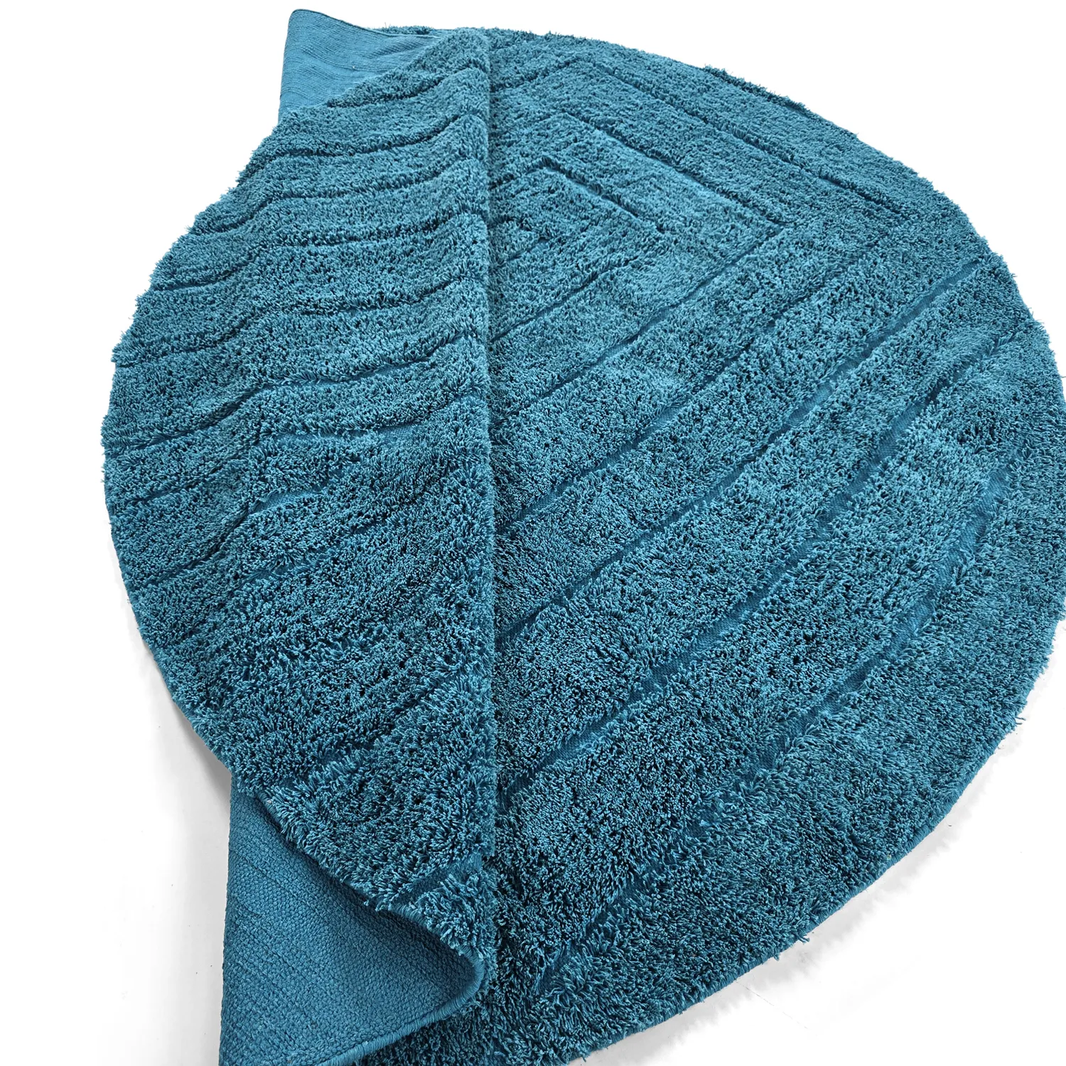 Round rug - Farley Natural Cotton Shaggy (turquoise)