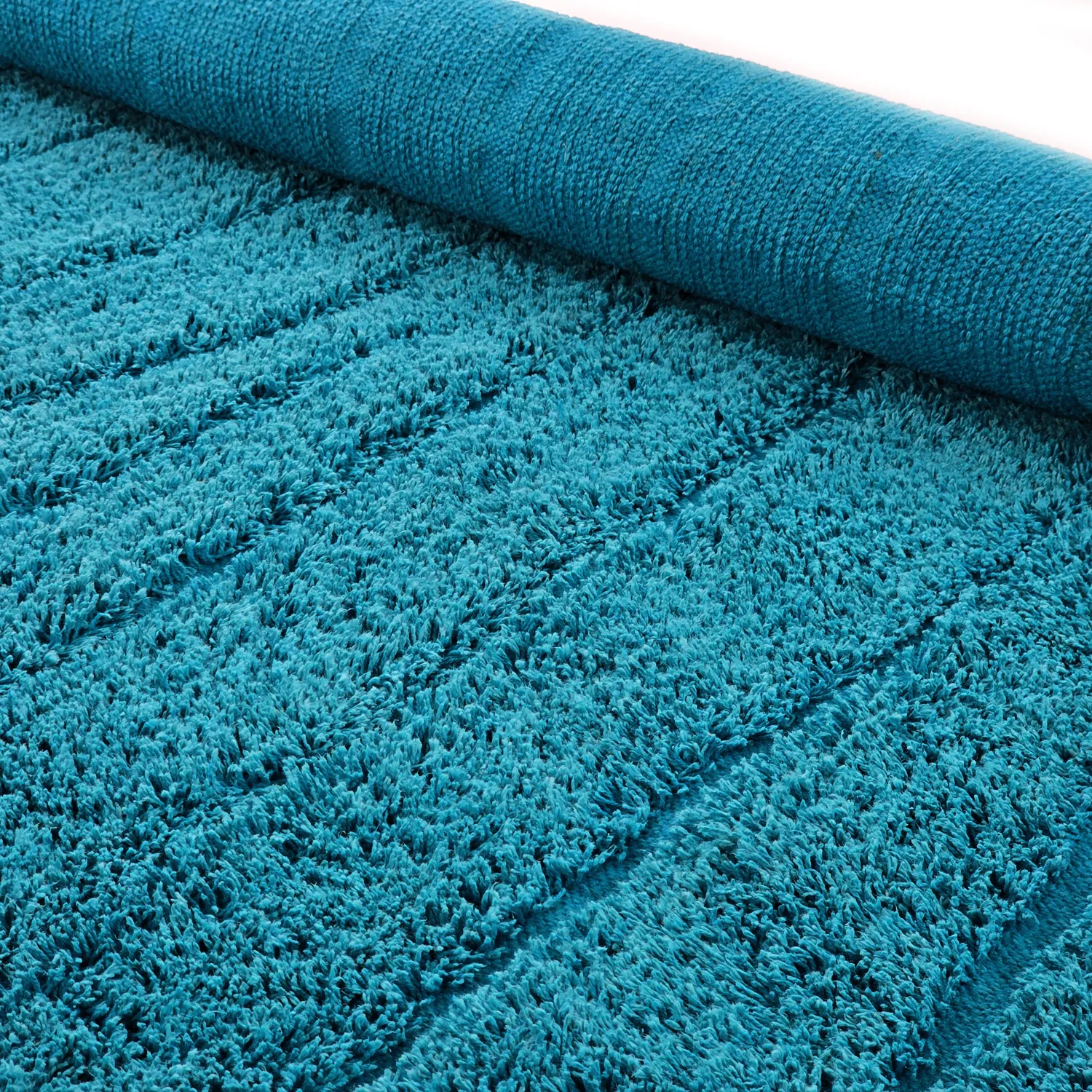 Round rug - Farley Natural Cotton Shaggy (turquoise)