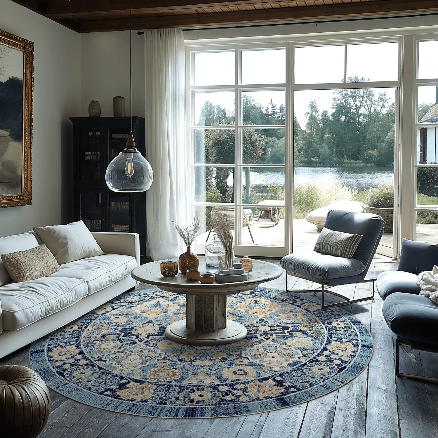 Round rug - Fernana (blue/multi)