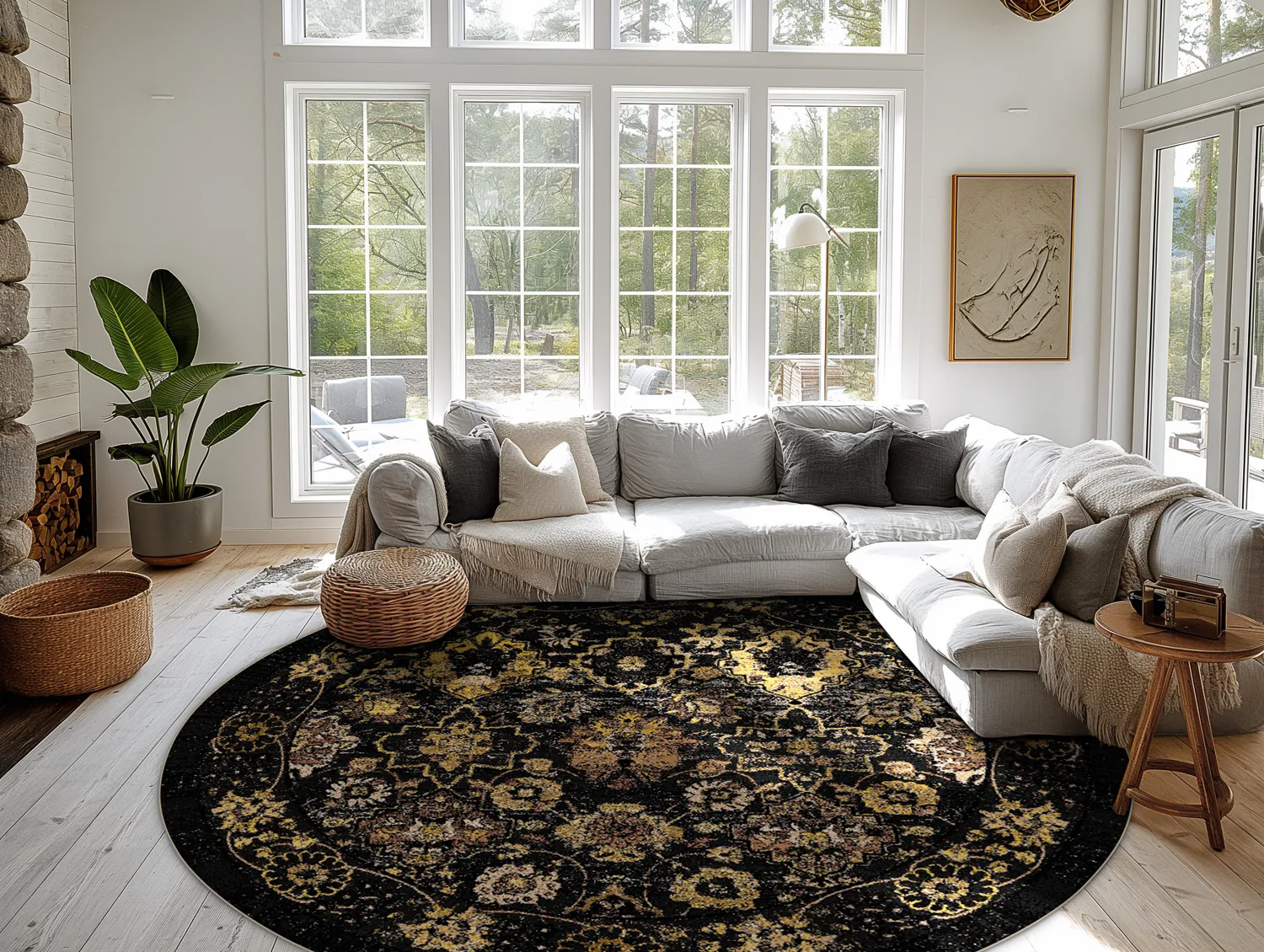 Round rug - Fernana (black/gold)