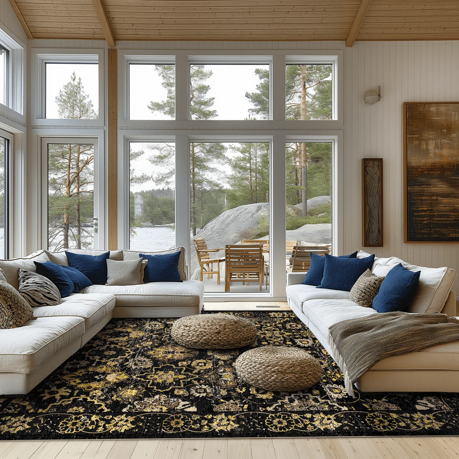 Wilton rug - Fernana (black/gold)