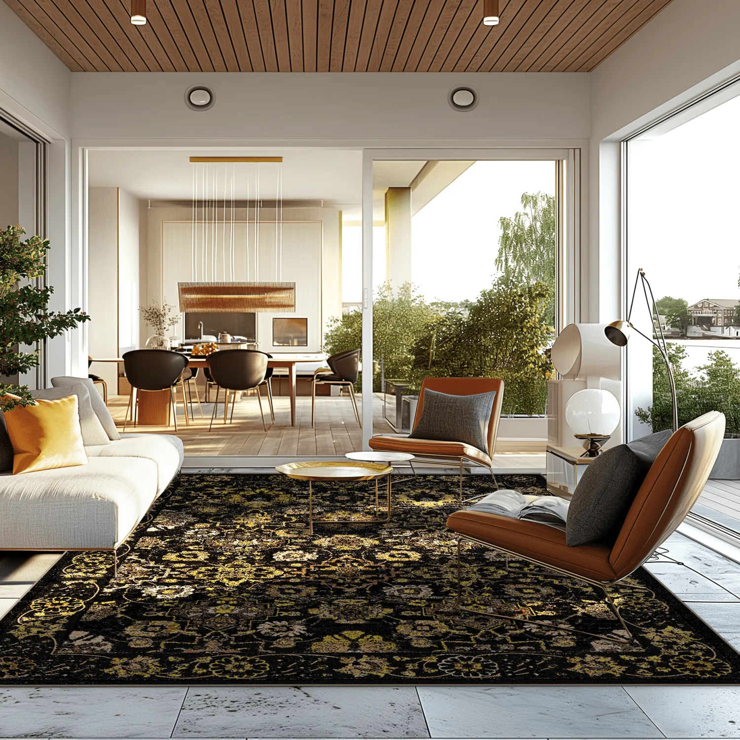 Wilton rug - Fernana (black/gold)