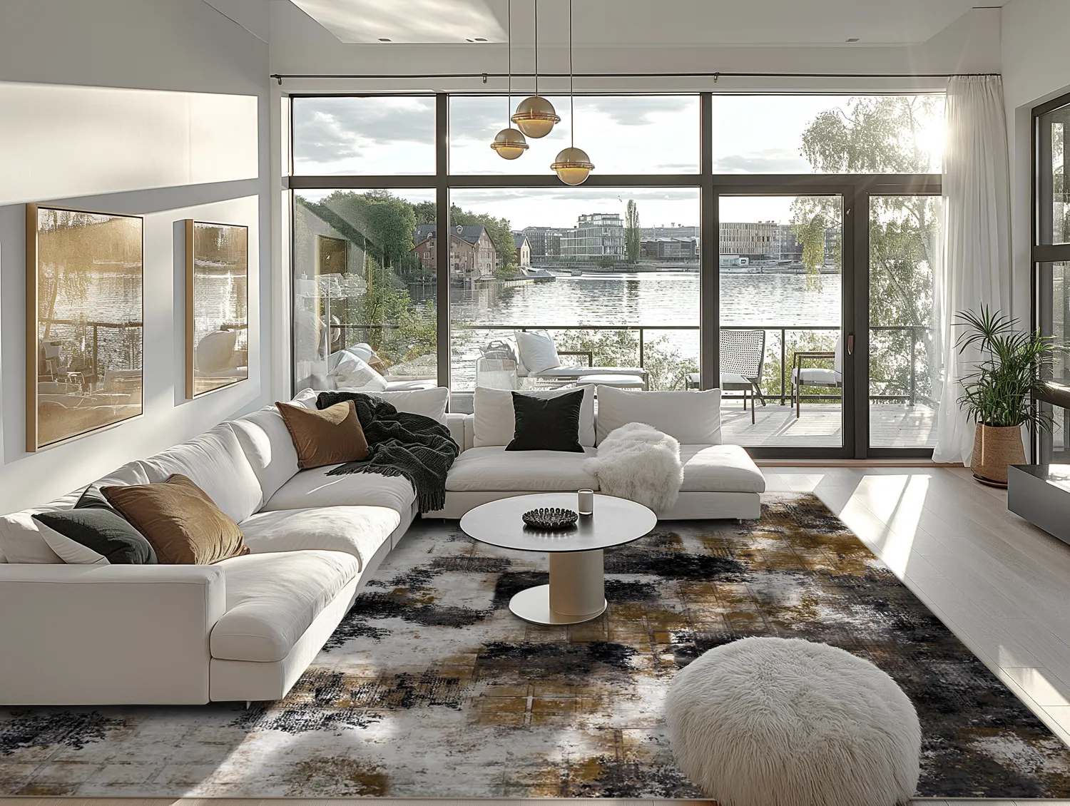 Wilton rug - Flores (black/brown/white)