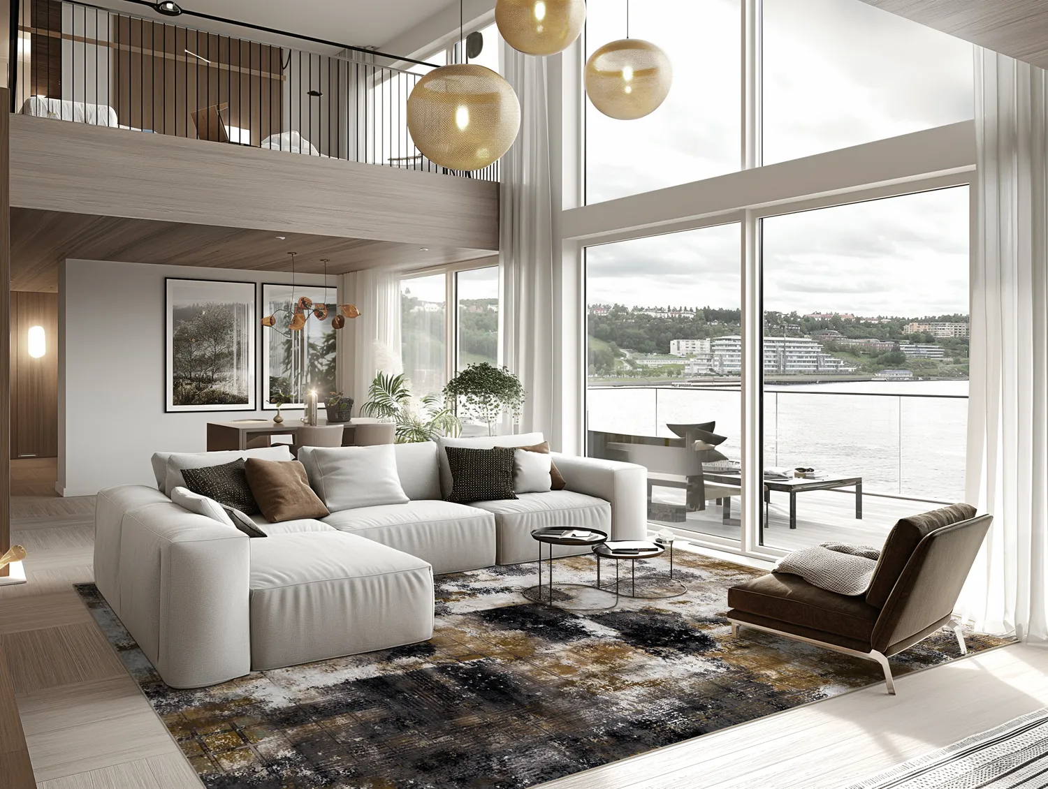 Wilton rug - Flores (black/brown/white)