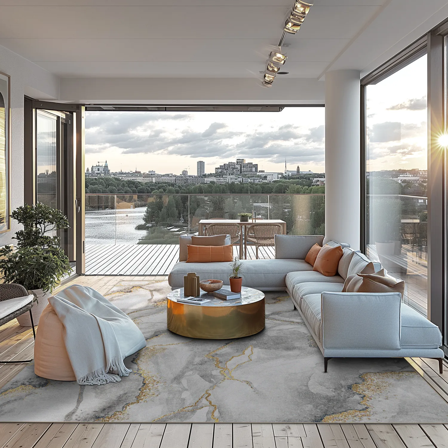 Wilton rug - Genova (grey/white/gold)