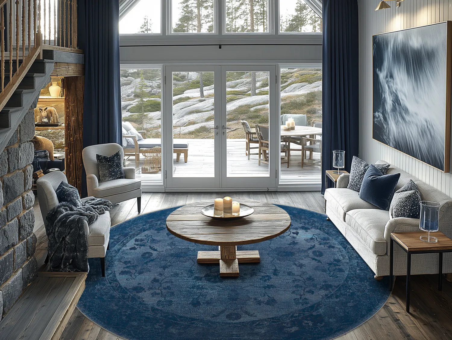 Round rug - Gombalia (blue)