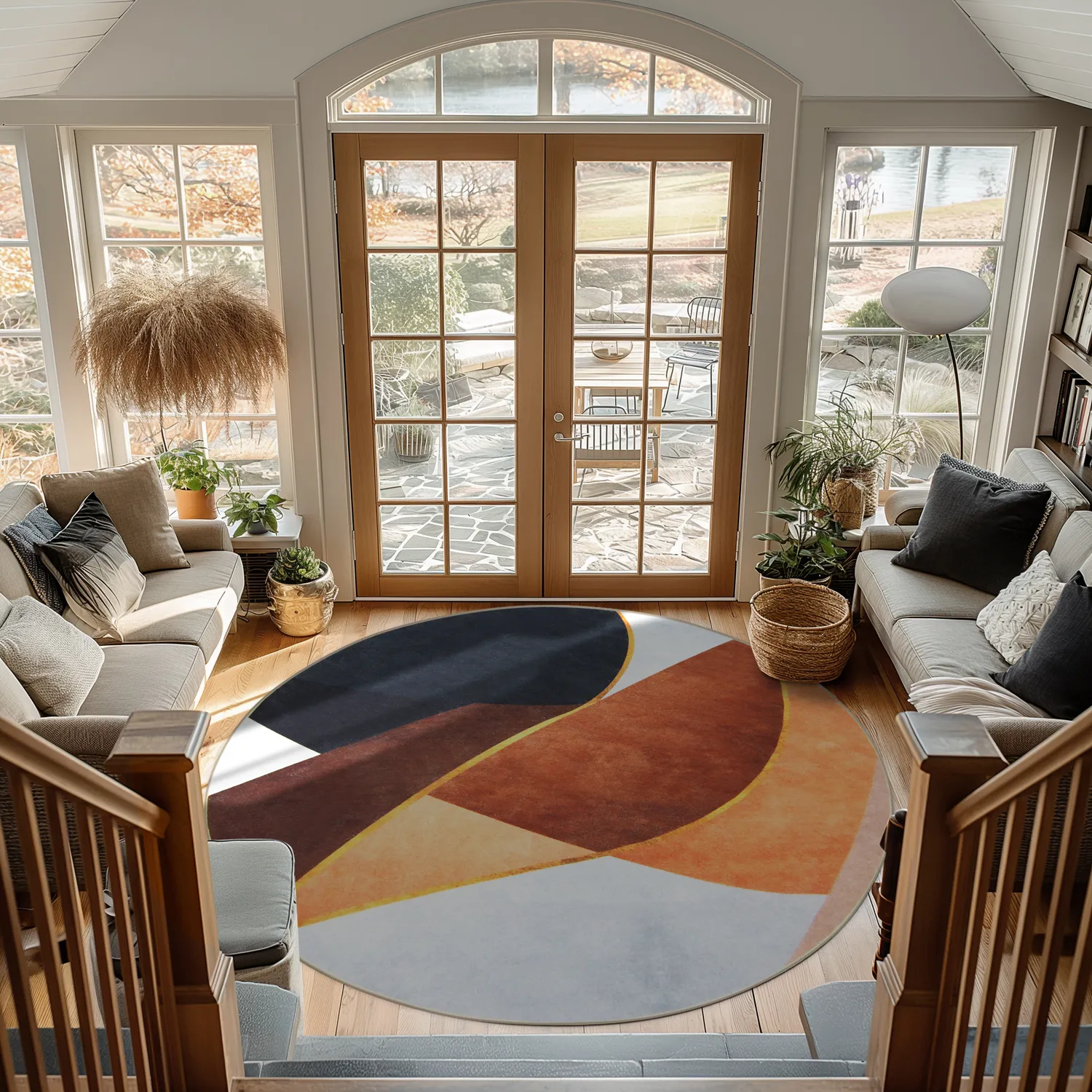 Round rug - Hazel (orange/multi)