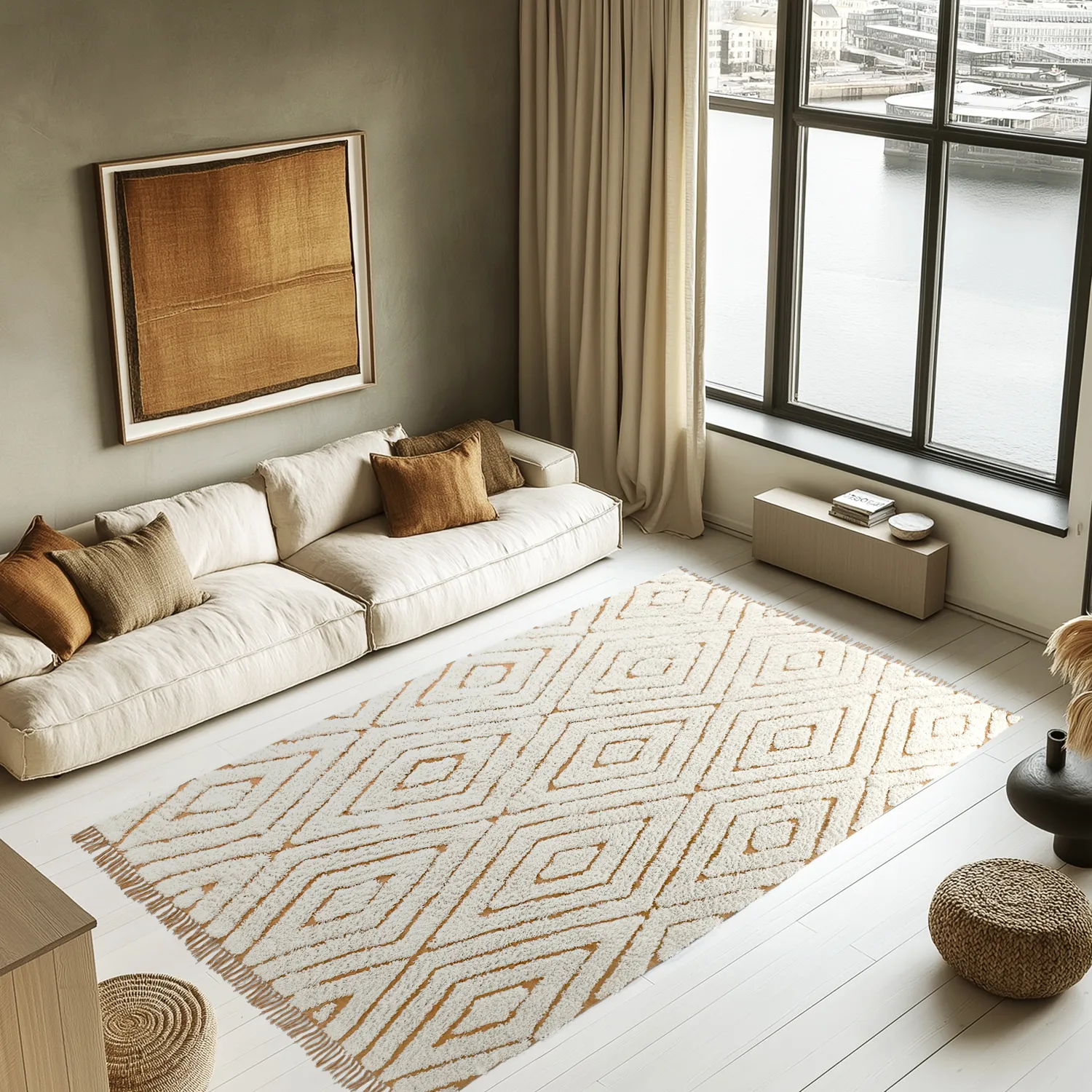 Shaggy rugs - Holwell Natural Cotton Shaggy (off white/brown)
