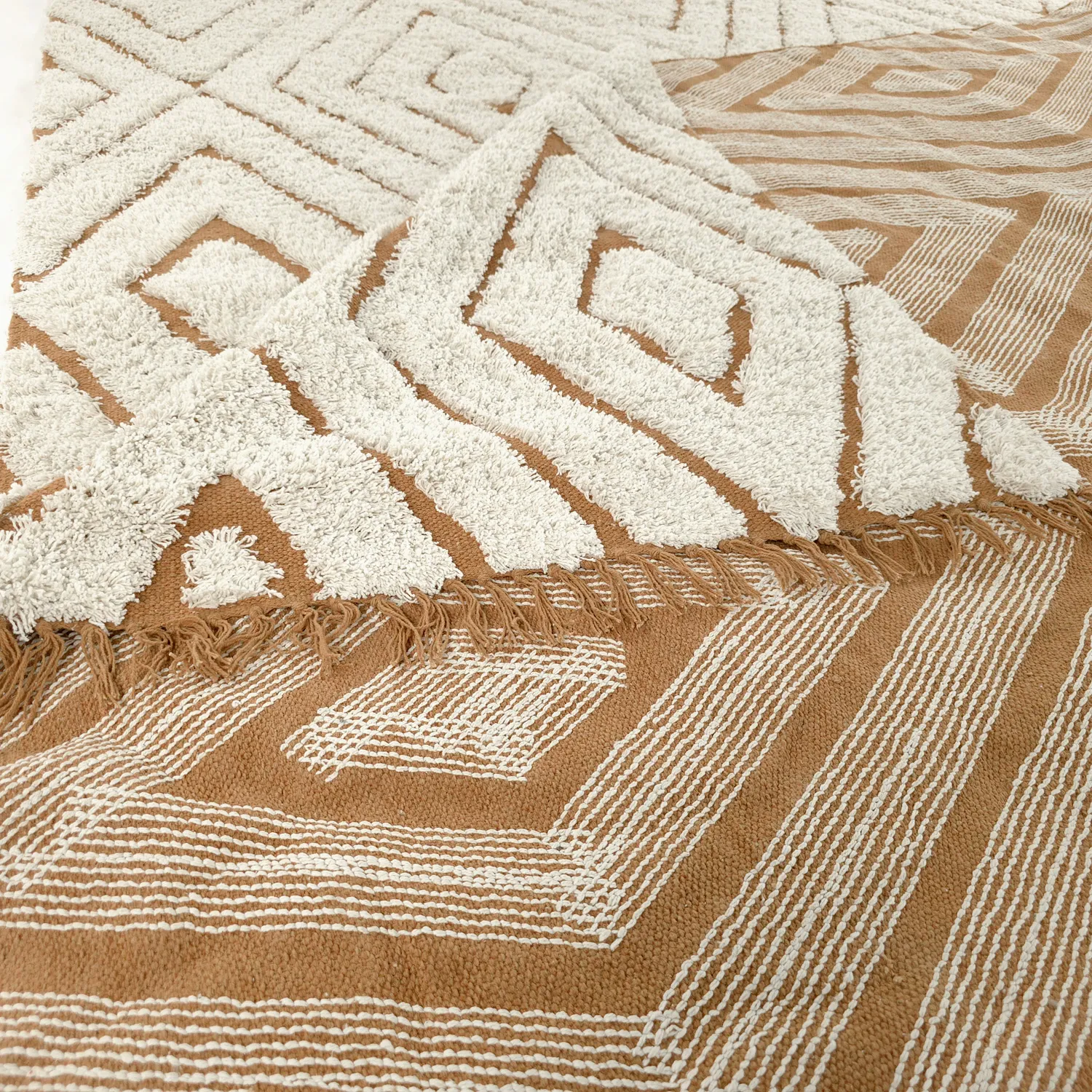Shaggy rugs - Holwell Natural Cotton Shaggy (off white/brown)