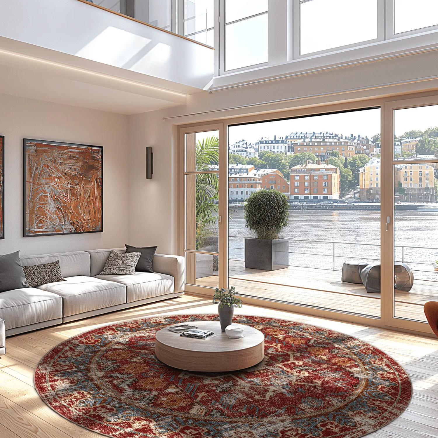 Round rug - Idri (red/multi)