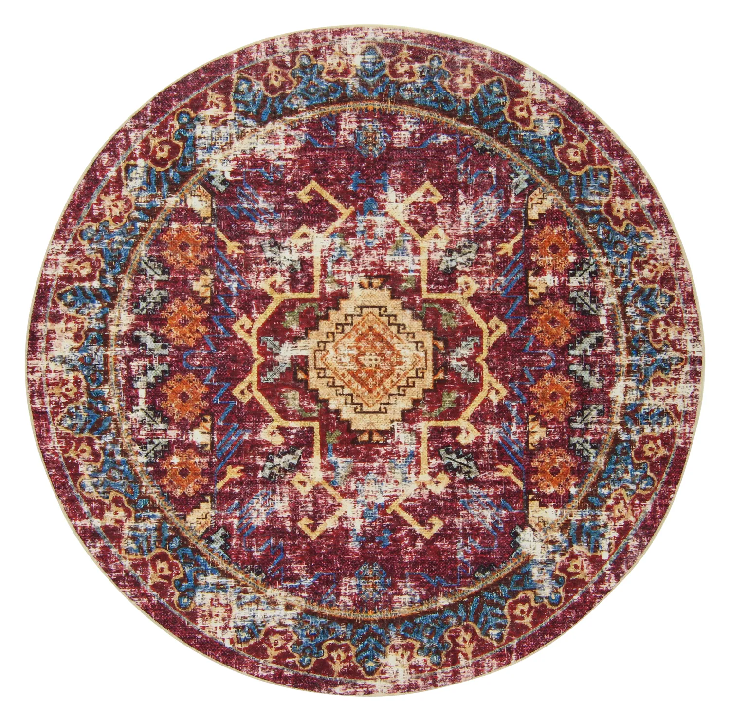Round rug - Idri (burgundy/multi)